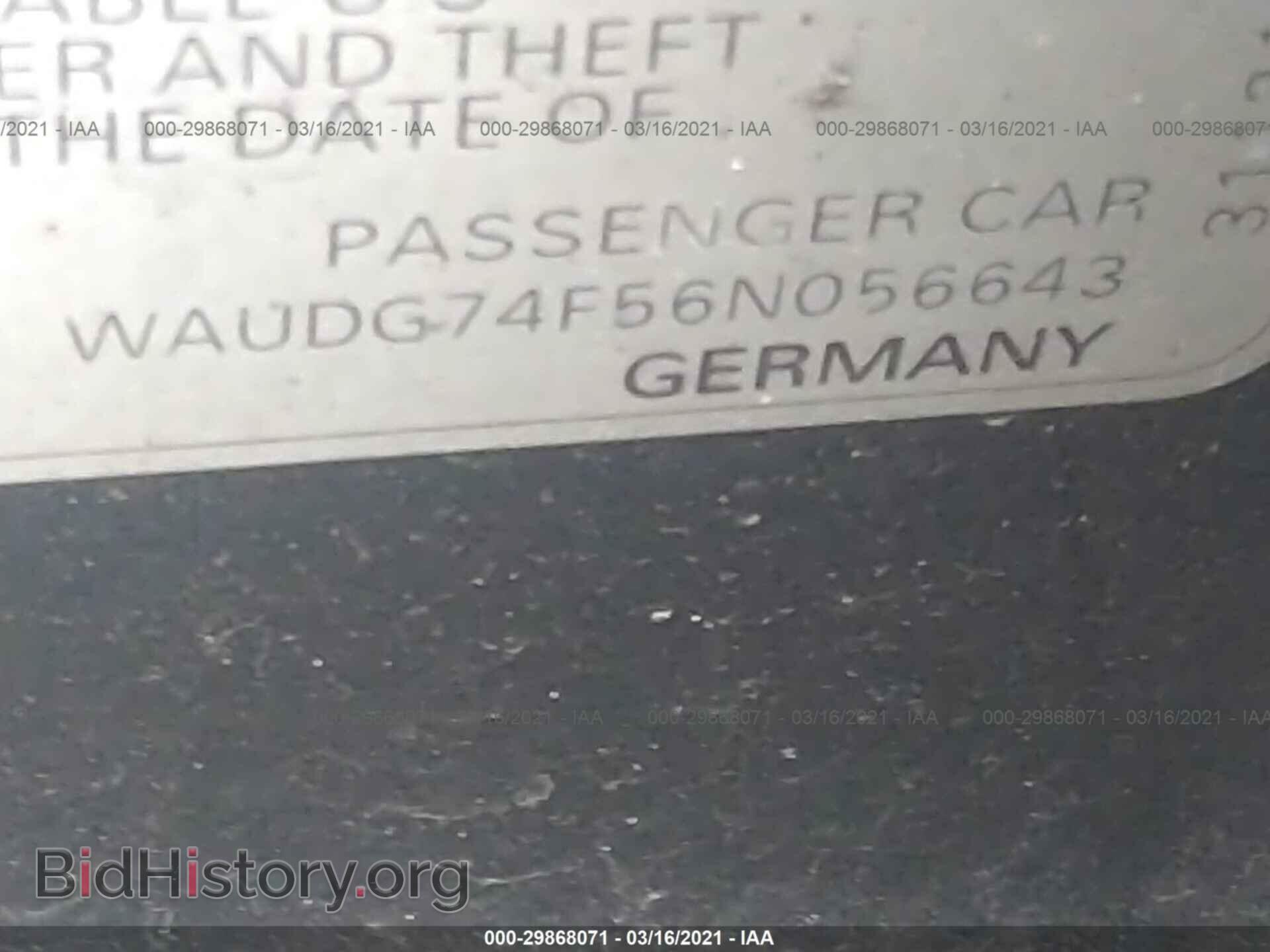 2006 AUDI A6 - VIN: WAUDG74F56N056643 - Фото 9