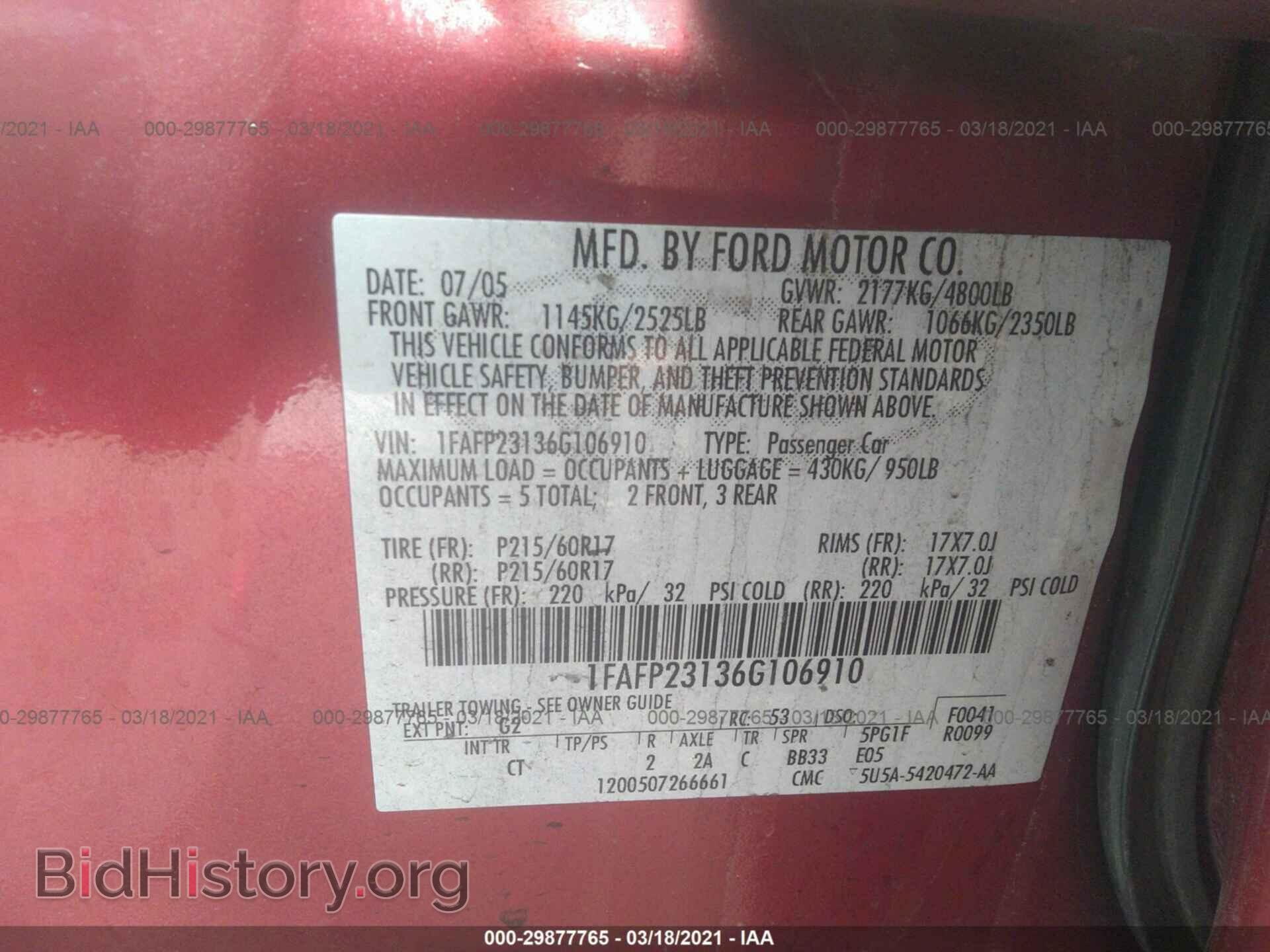2006 FORD FIVE HUNDRED - VIN: 1FAFP23136G106910 - Фото 9
