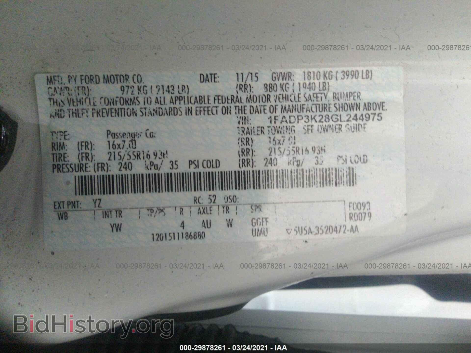 2016 FORD FOCUS - VIN: 1FADP3K28GL244975 - Фото 9
