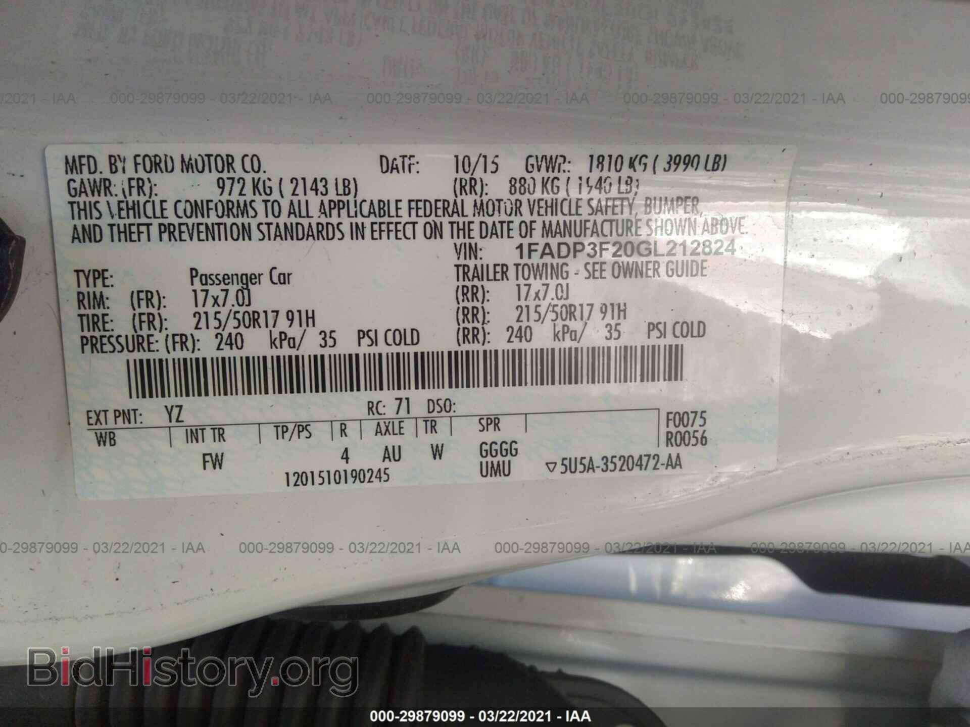 2016 FORD FOCUS - VIN: 1FADP3F20GL212824 - Фото 9