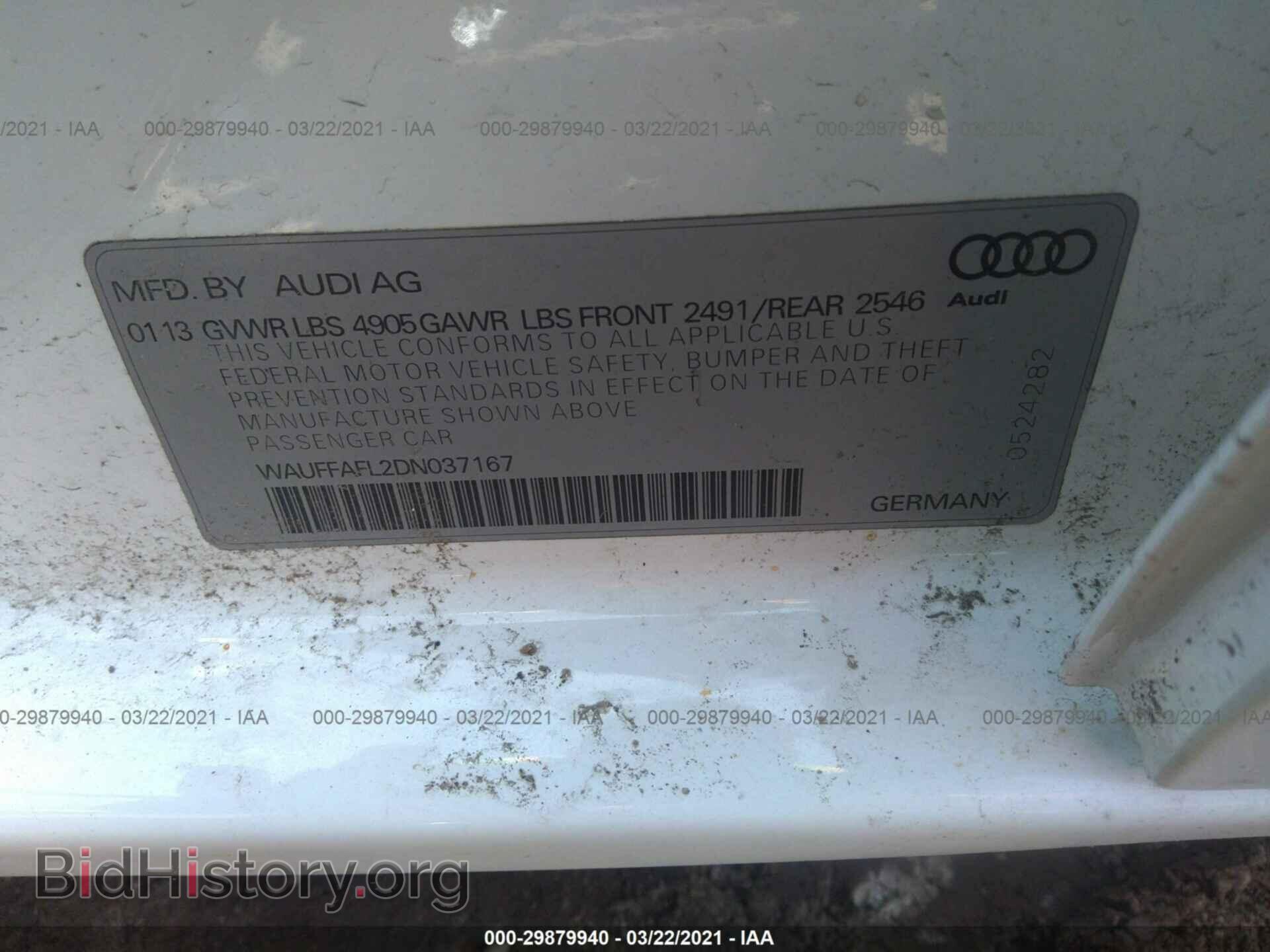 2013 AUDI A4 - VIN: WAUFFAFL2DN037167 - Photo 9