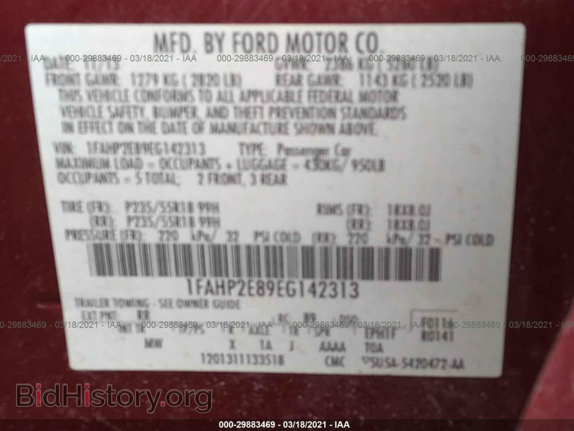 2014 FORD TAURUS - VIN: 1FAHP2E89EG142313 - Photo 9