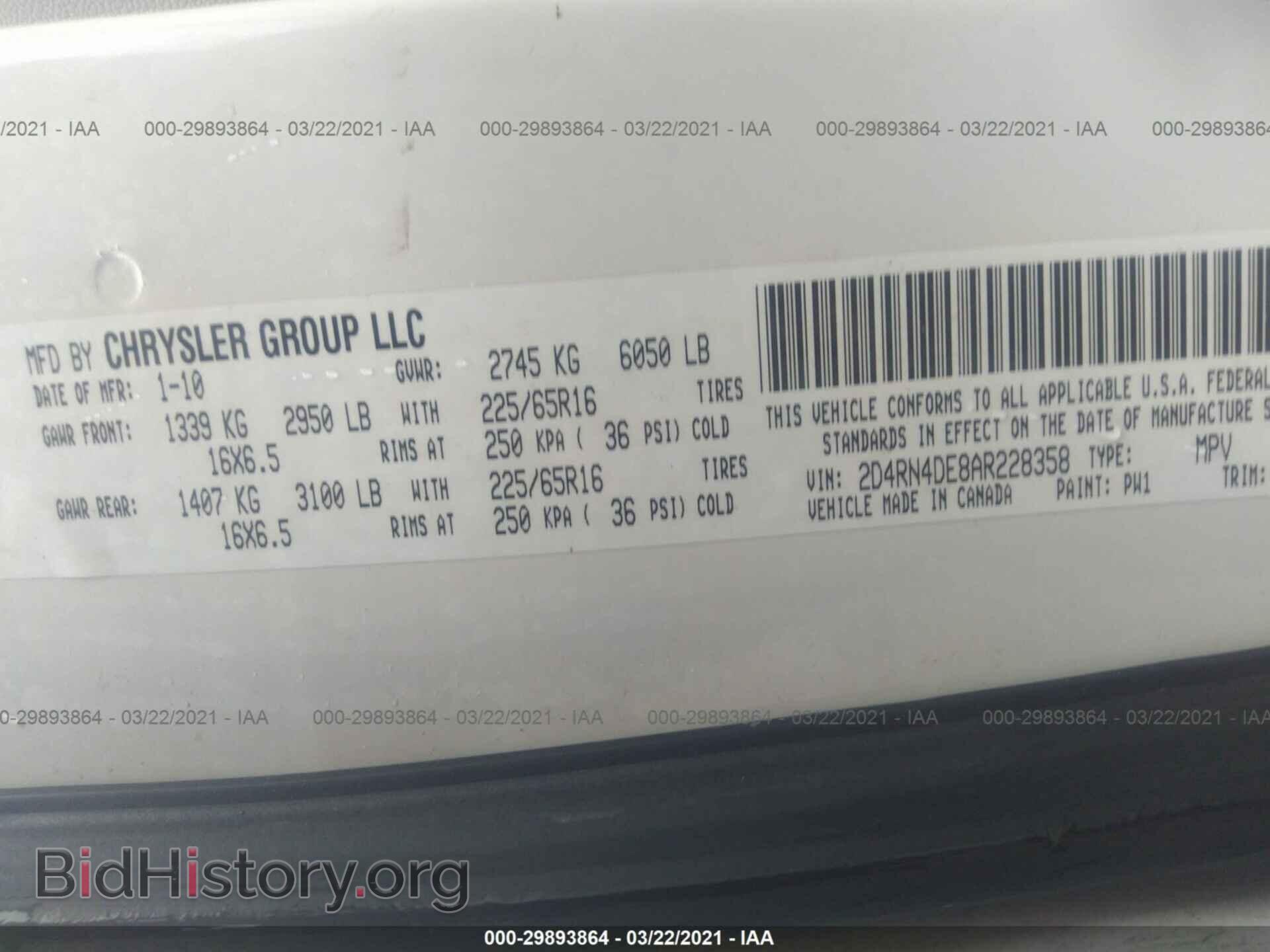2010 DODGE GRAND CARAVAN - VIN: 2D4RN4DE8AR228358 - Фото 9