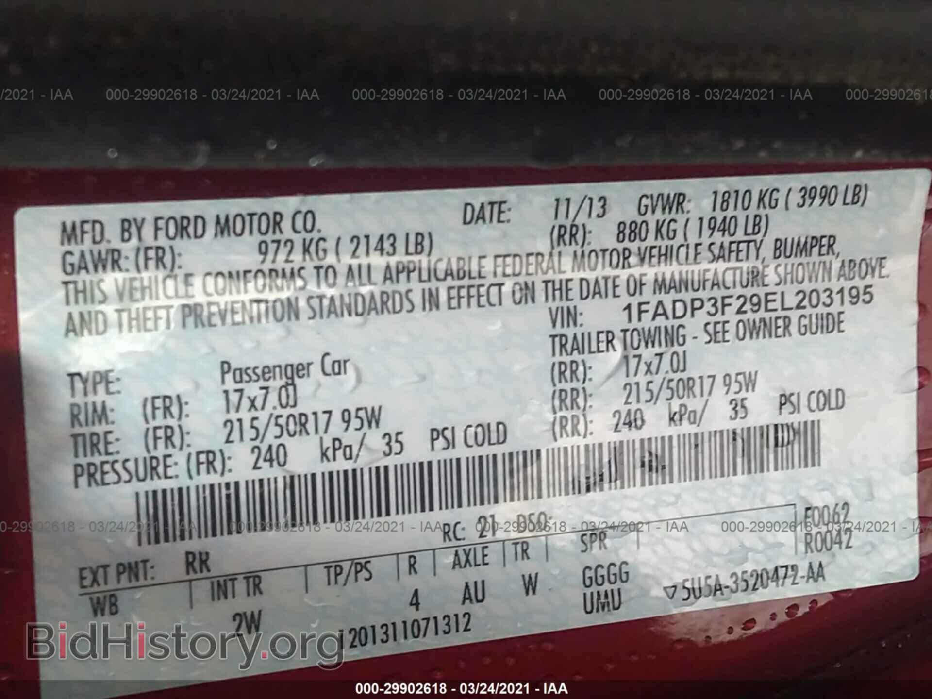 2014 FORD FOCUS - VIN: 1FADP3F29EL203195 - Фото 9