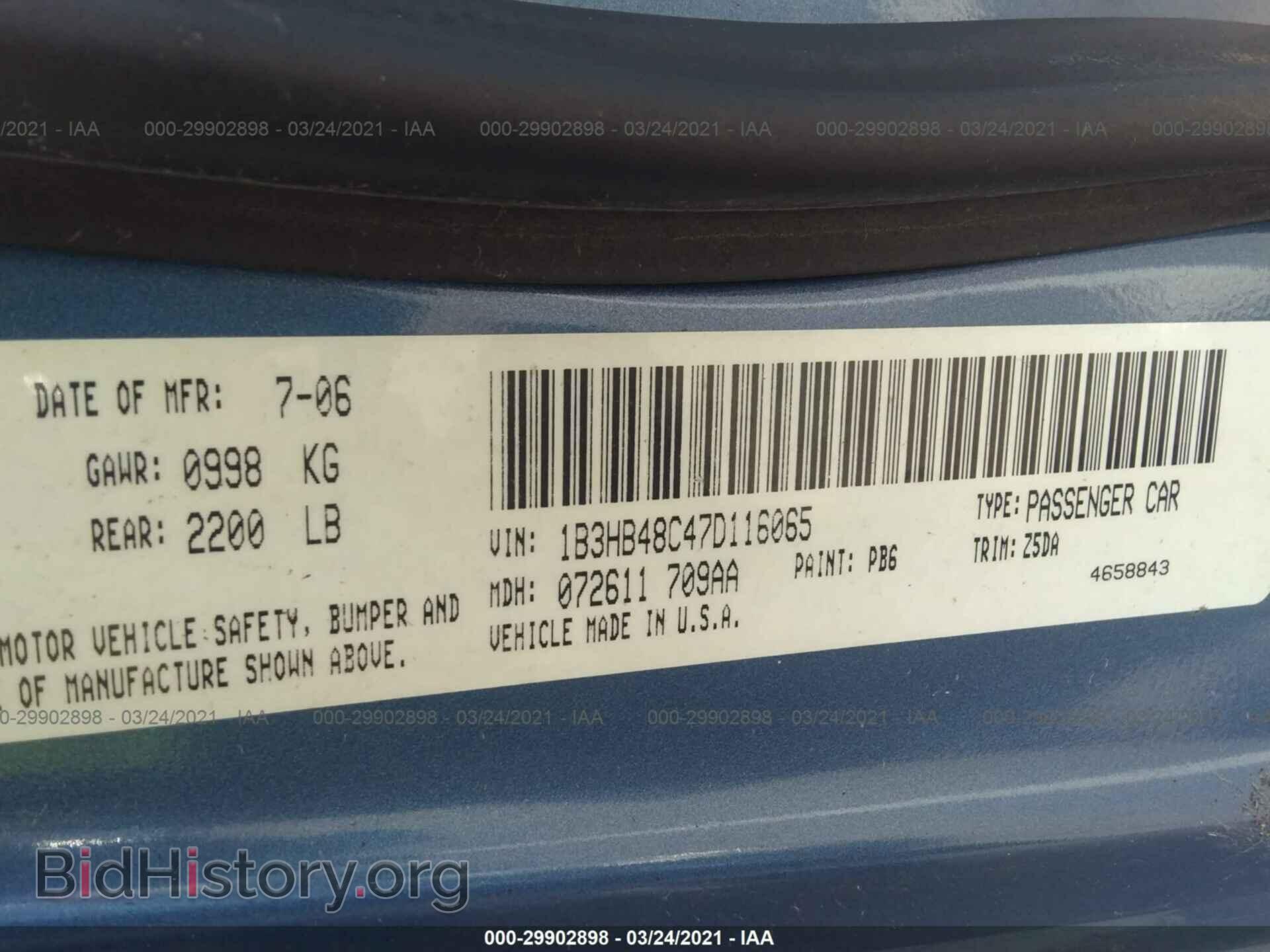 2007 DODGE CALIBER - VIN: 1B3HB48C47D116065 - Фото 9