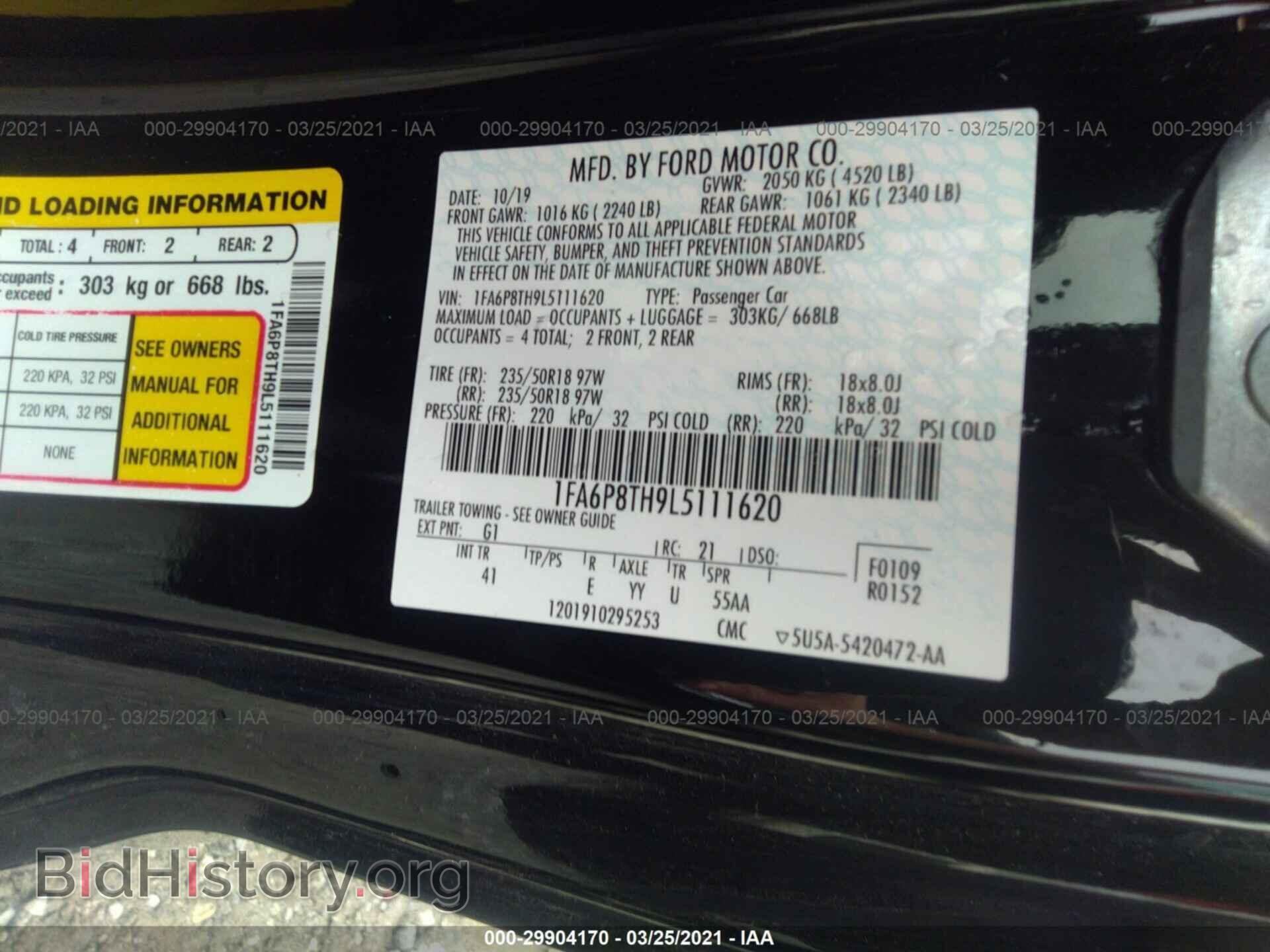 2020 FORD MUSTANG - VIN: 1FA6P8TH9L5111620 - Фото 9