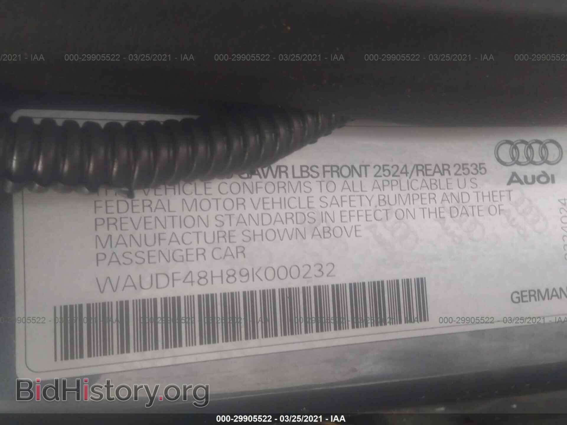 2009 AUDI A4 - VIN: WAUDF48H89K000232 - Фото 9