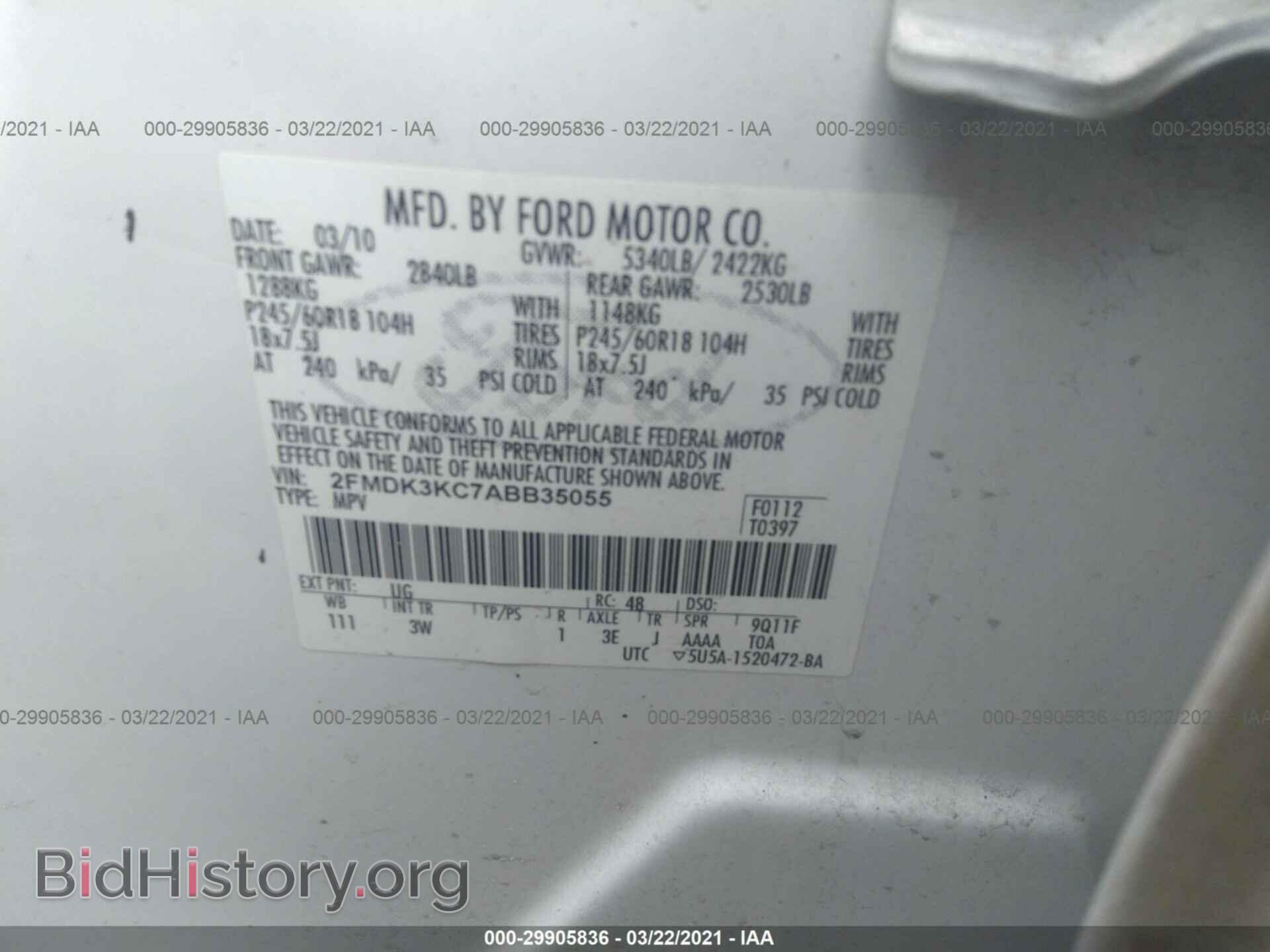 2010 FORD EDGE - VIN: 2FMDK3KC7ABB35055 - Photo 9