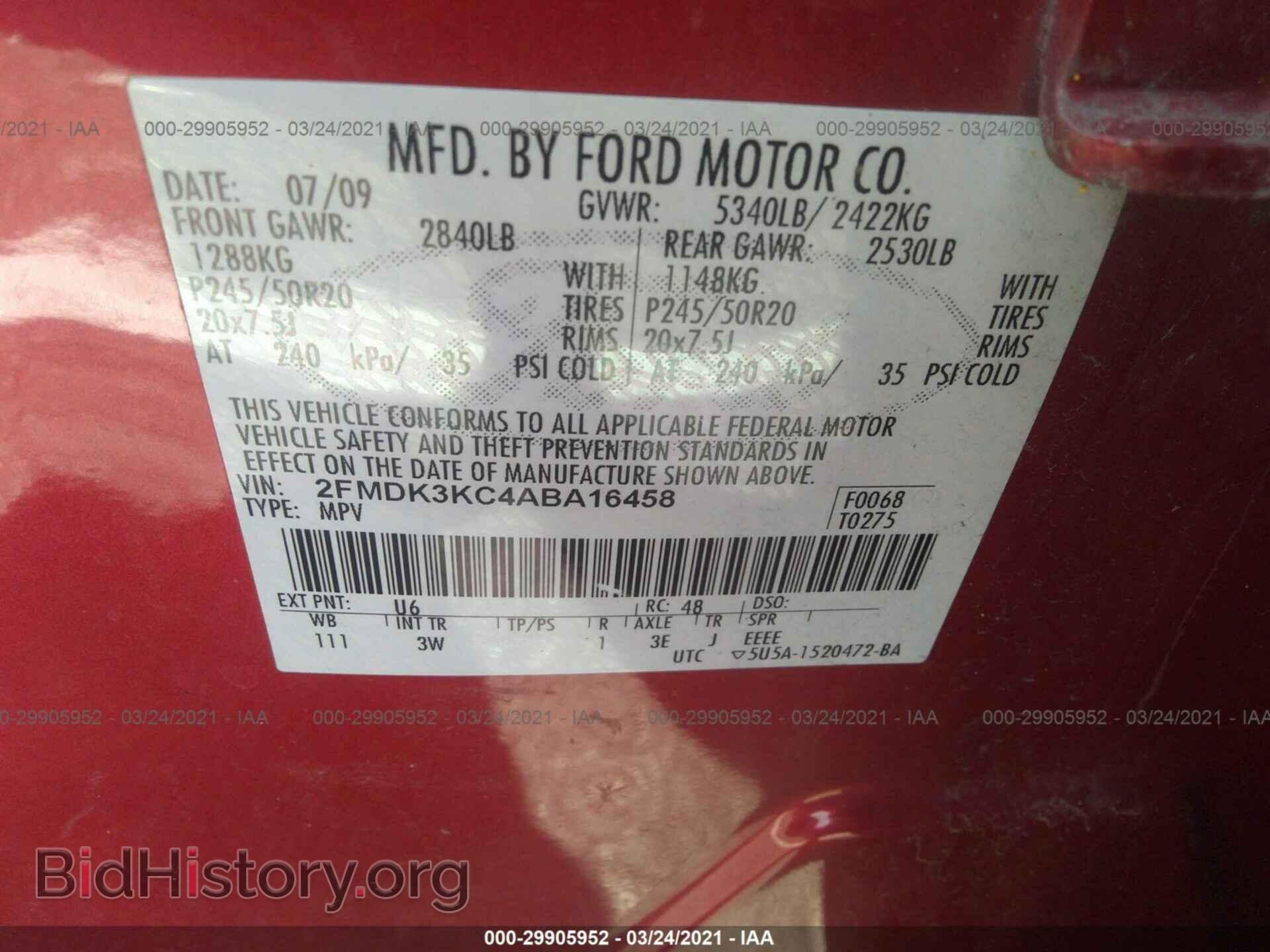 2010 FORD EDGE - VIN: 2FMDK3KC4ABA16458 - Photo 9