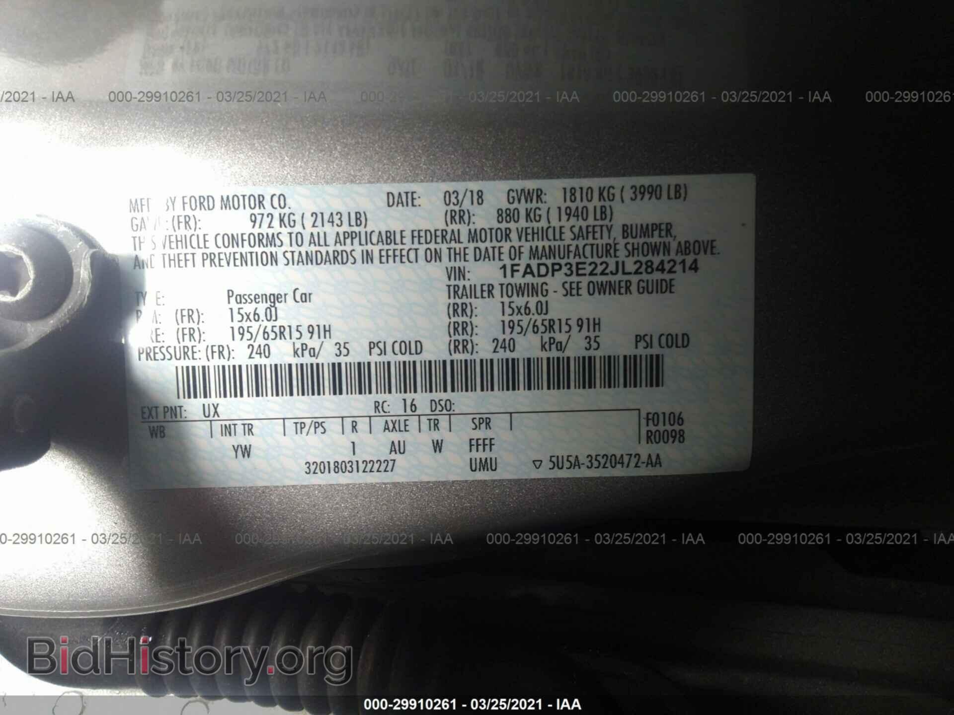 2018 FORD FOCUS - VIN: 1FADP3E22JL284214 - Фото 9