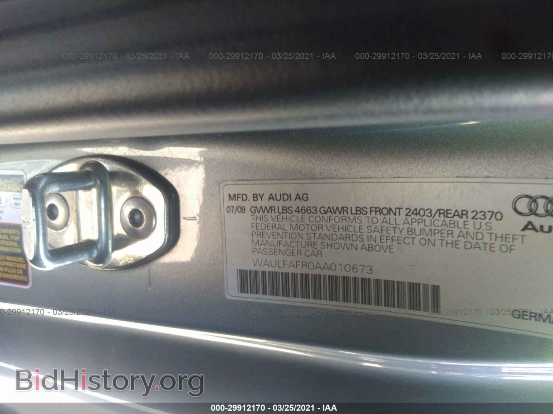 2010 AUDI A5 - VIN: WAULFAFR0AA010673 - Фото 9