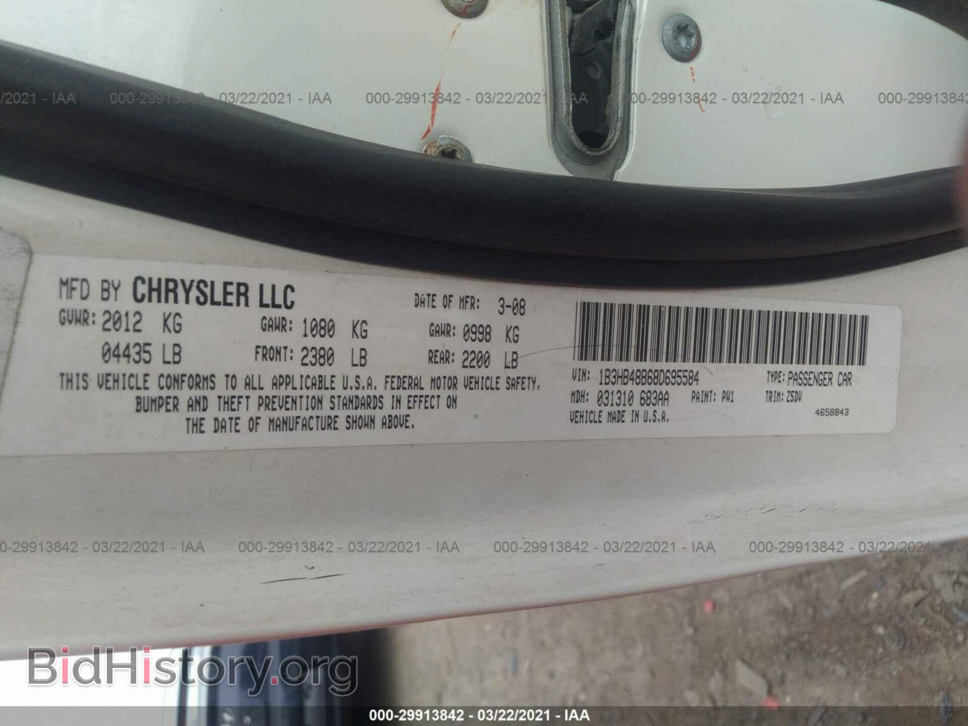 2008 DODGE CALIBER - VIN: 1B3HB48B68D695584 - Photo 9