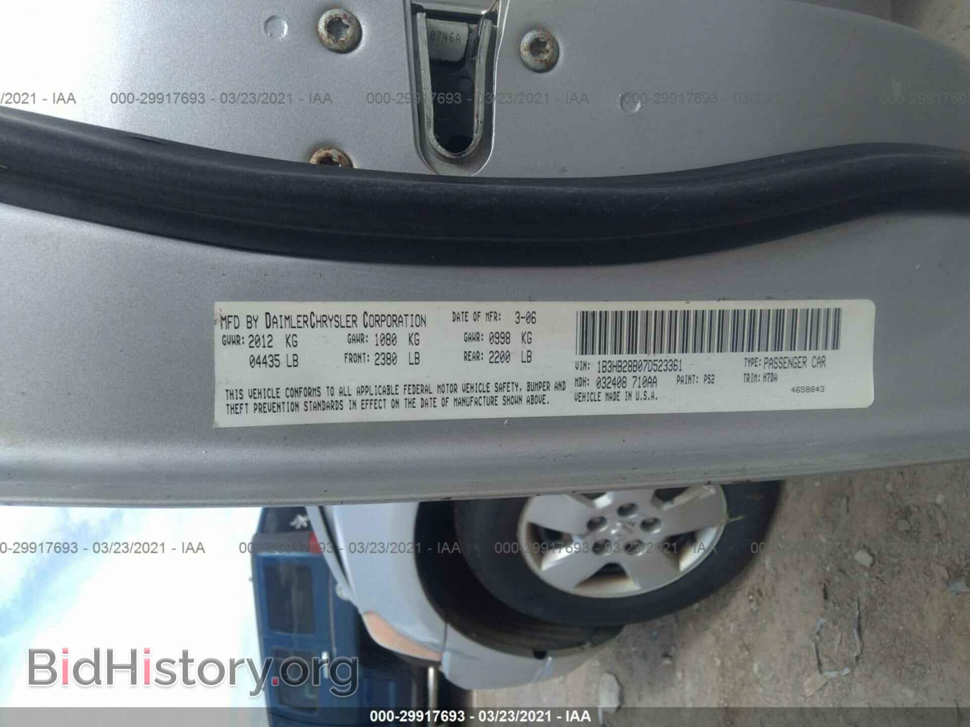 2007 DODGE CALIBER - VIN: 1B3HB28B07D523361 - Фото 9