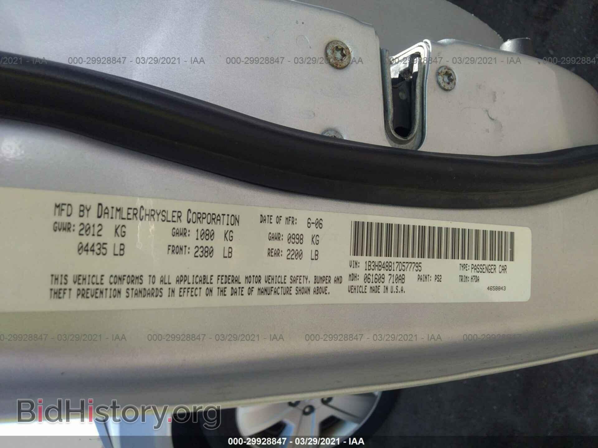 2007 DODGE CALIBER - VIN: 1B3HB48B17D577795 - Фото 9
