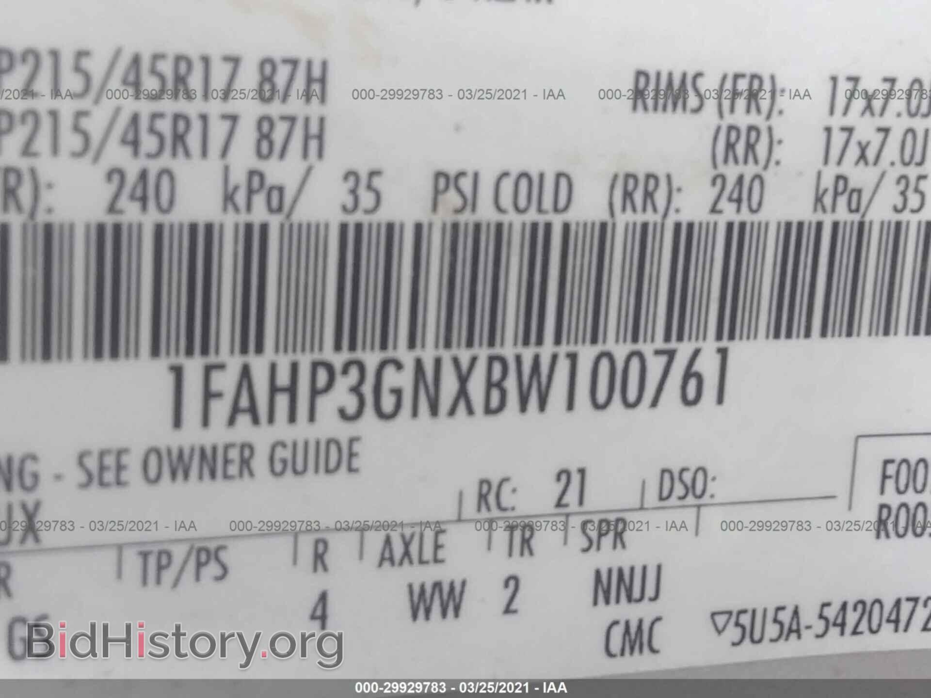 2011 FORD FOCUS - VIN: 1FAHP3GNXBW100761 - Фото 9