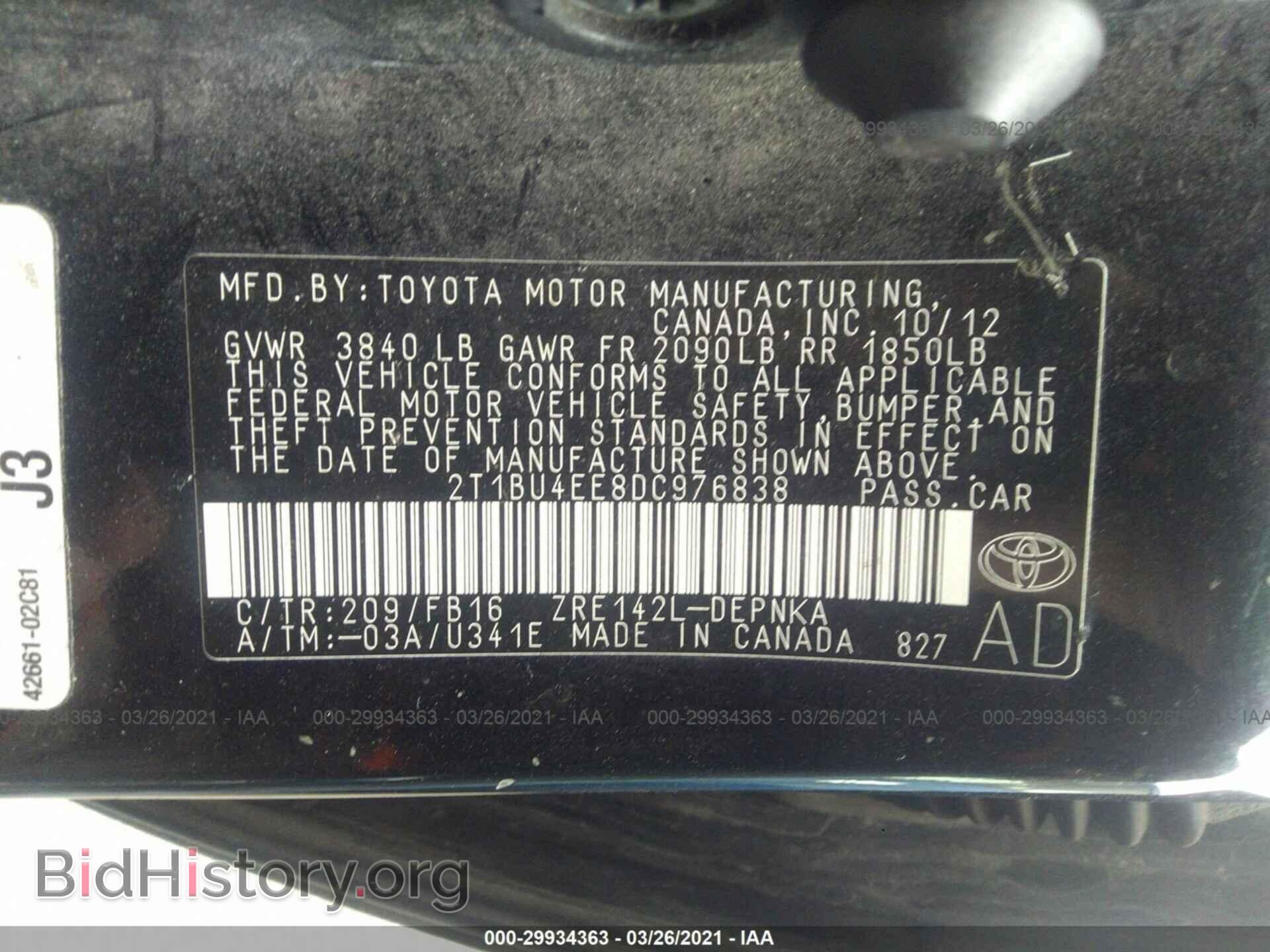 2013 TOYOTA COROLLA - VIN: 2T1BU4EE8DC976838 - Photo 9