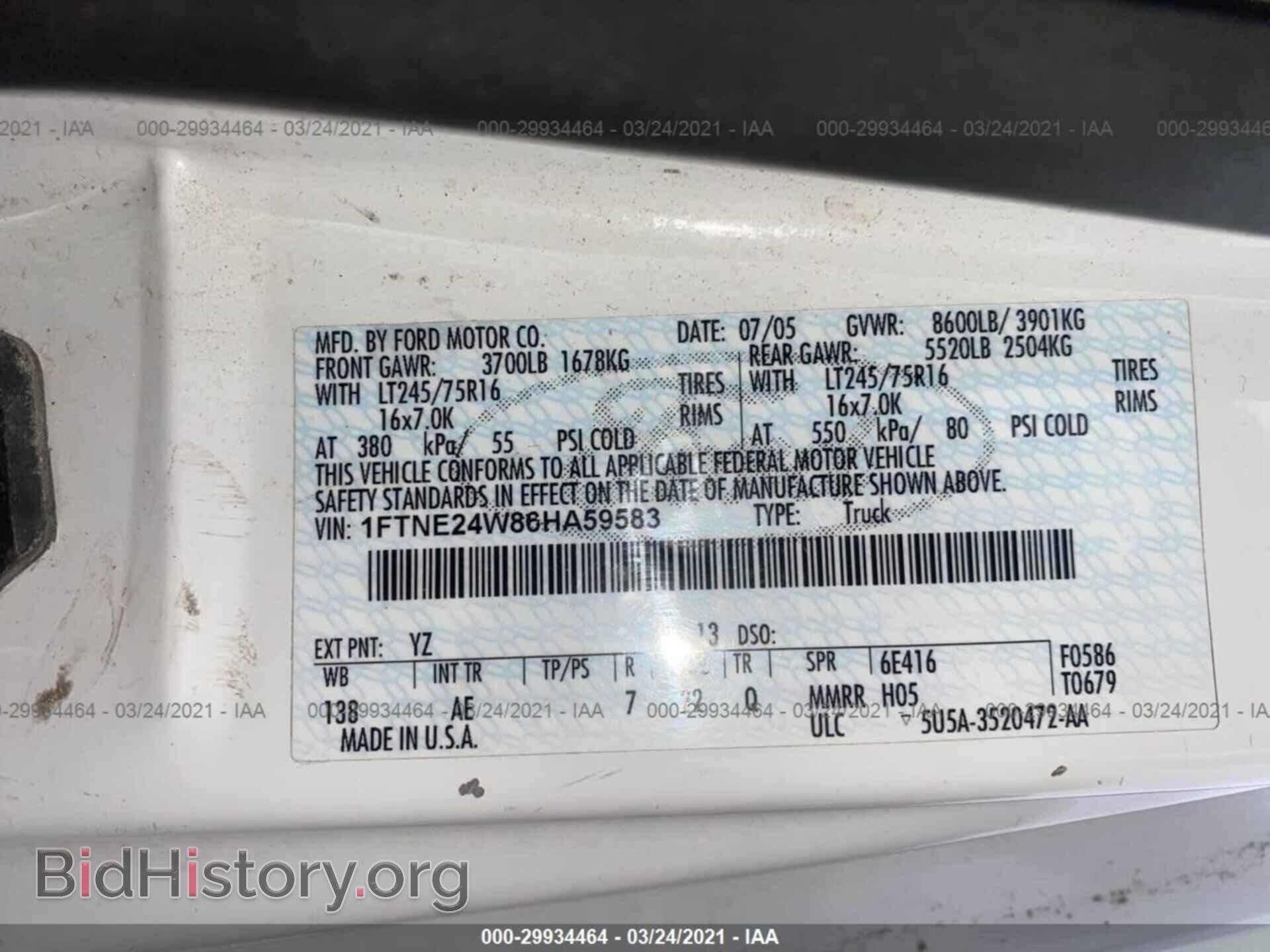 2006 FORD ECONOLINE CARGO VAN - VIN: 1FTNE24W86HA59583 - Фото 9