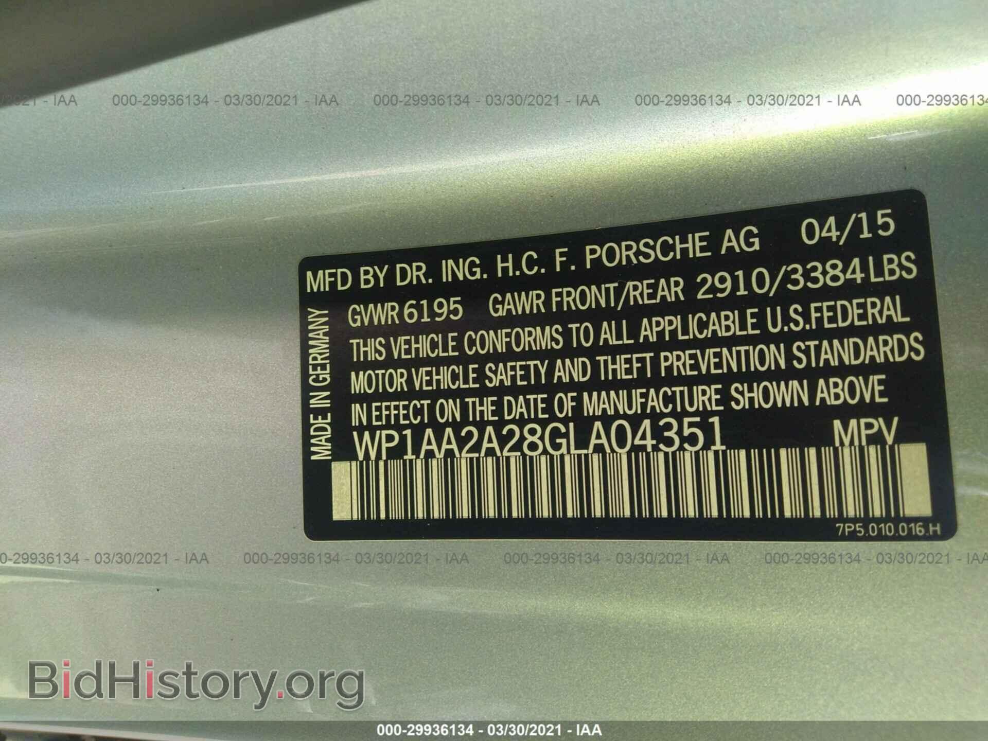 2016 PORSCHE CAYENNE - VIN: WP1AA2A28GLA04351 - Photo 9