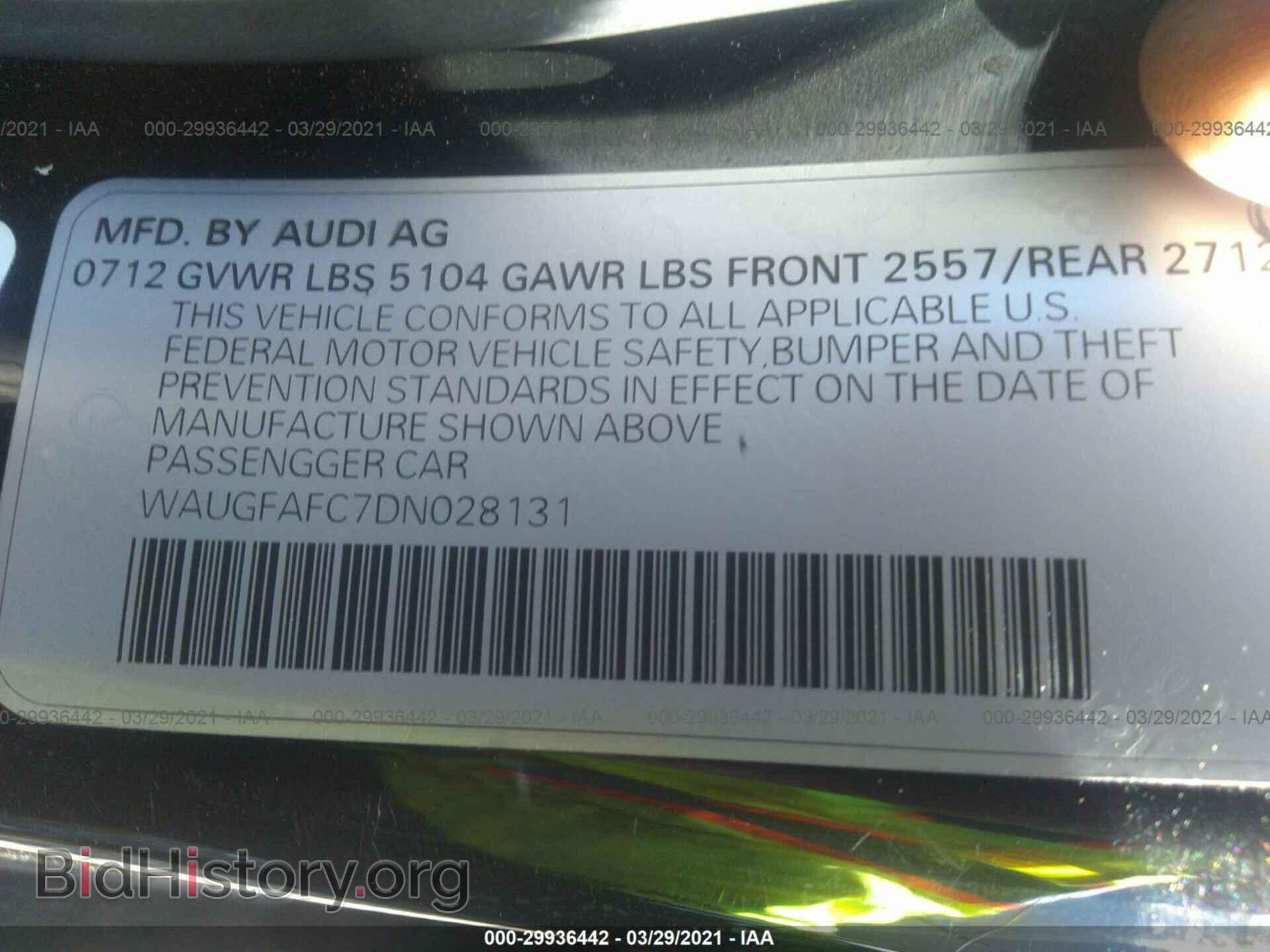 2013 AUDI A6 - VIN: WAUGFAFC7DN028131 - Фото 9