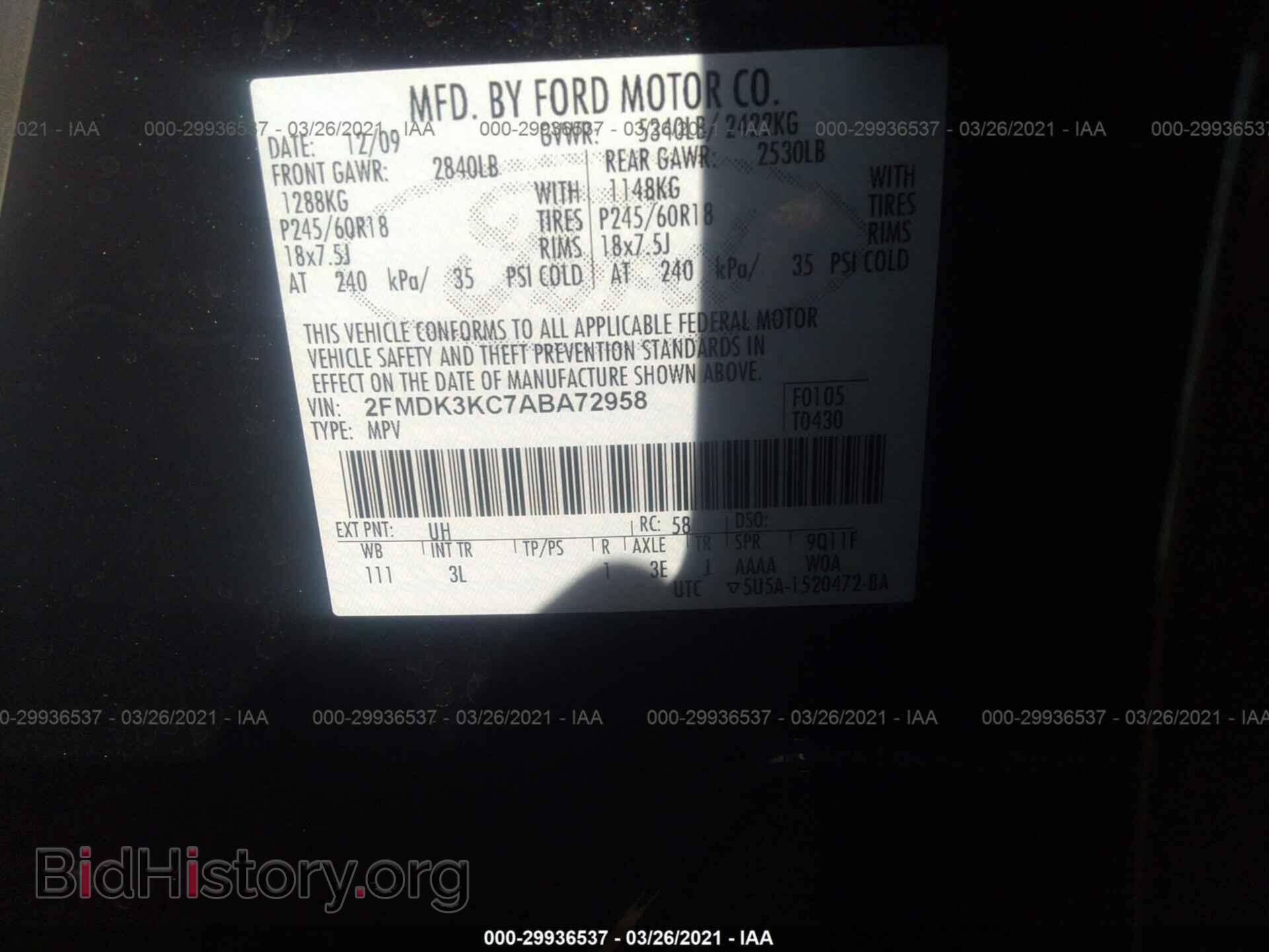 2010 FORD EDGE - VIN: 2FMDK3KC7ABA72958 - Photo 9