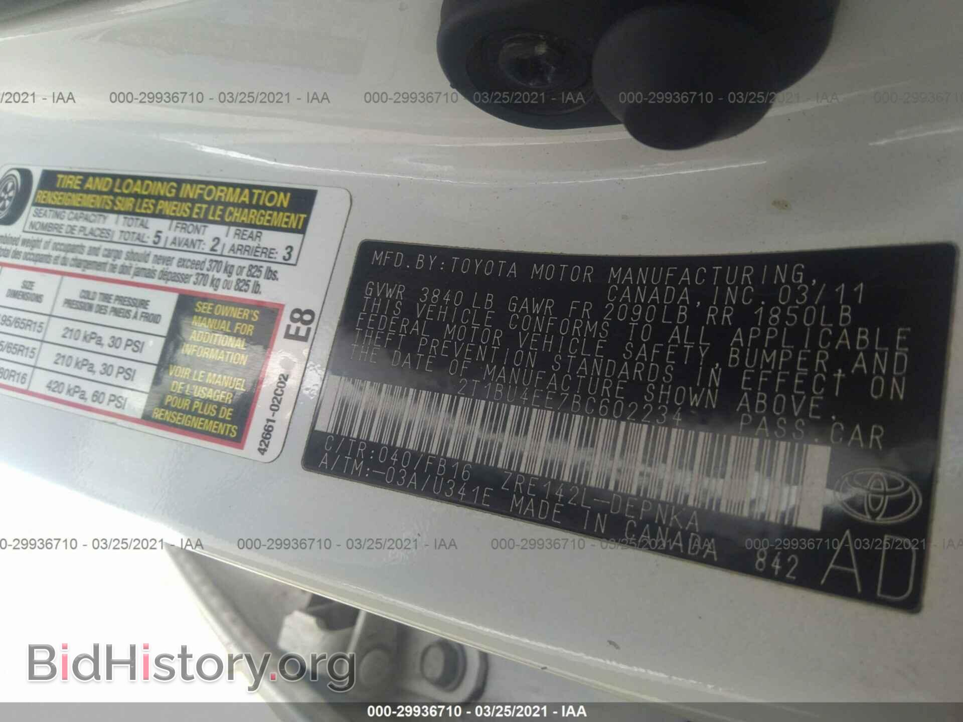 2011 TOYOTA COROLLA - VIN: 2T1BU4EE7BC602234 - Фото 9
