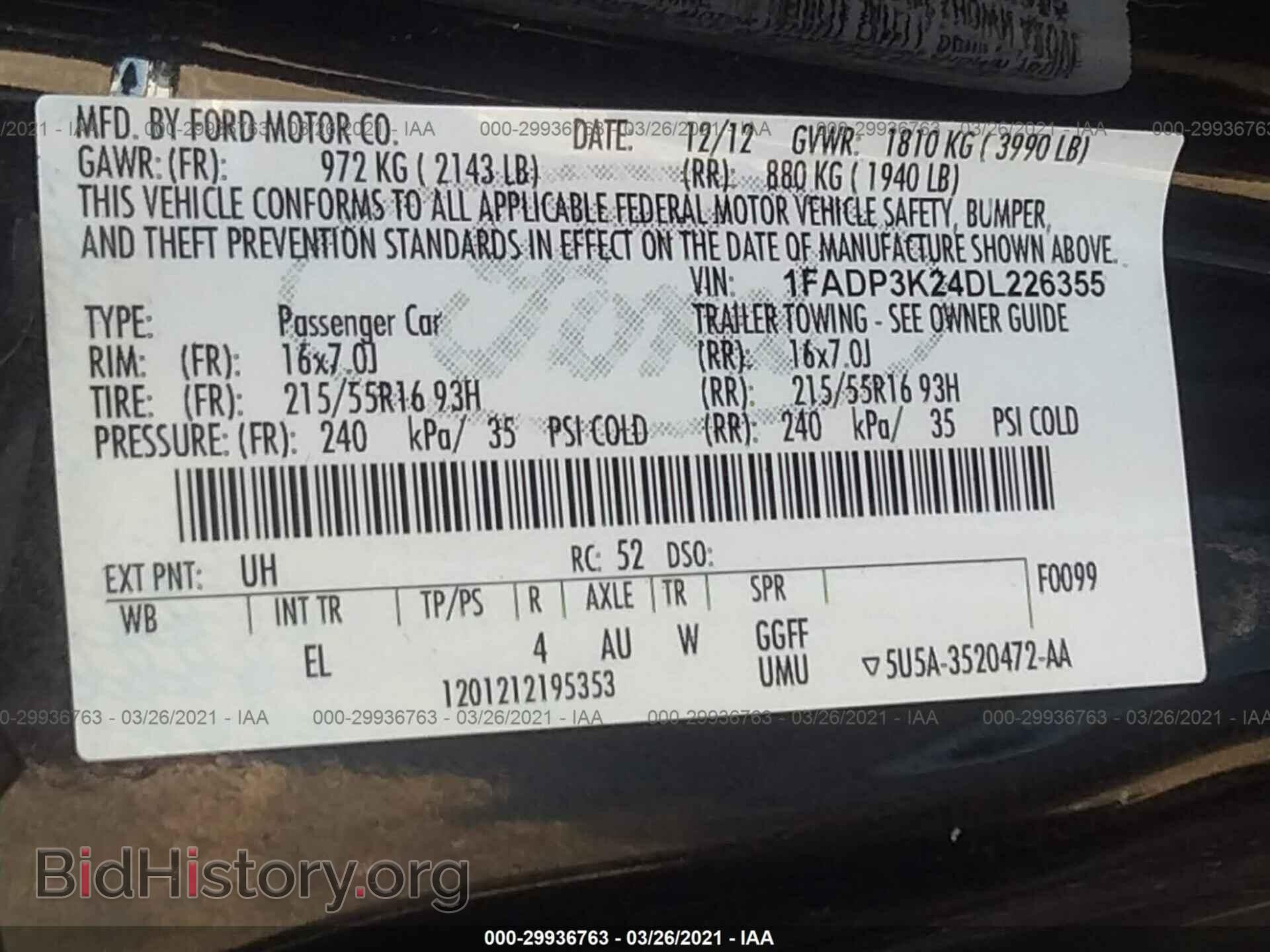 2013 FORD FOCUS - VIN: 1FADP3K24DL226355 - Фото 9