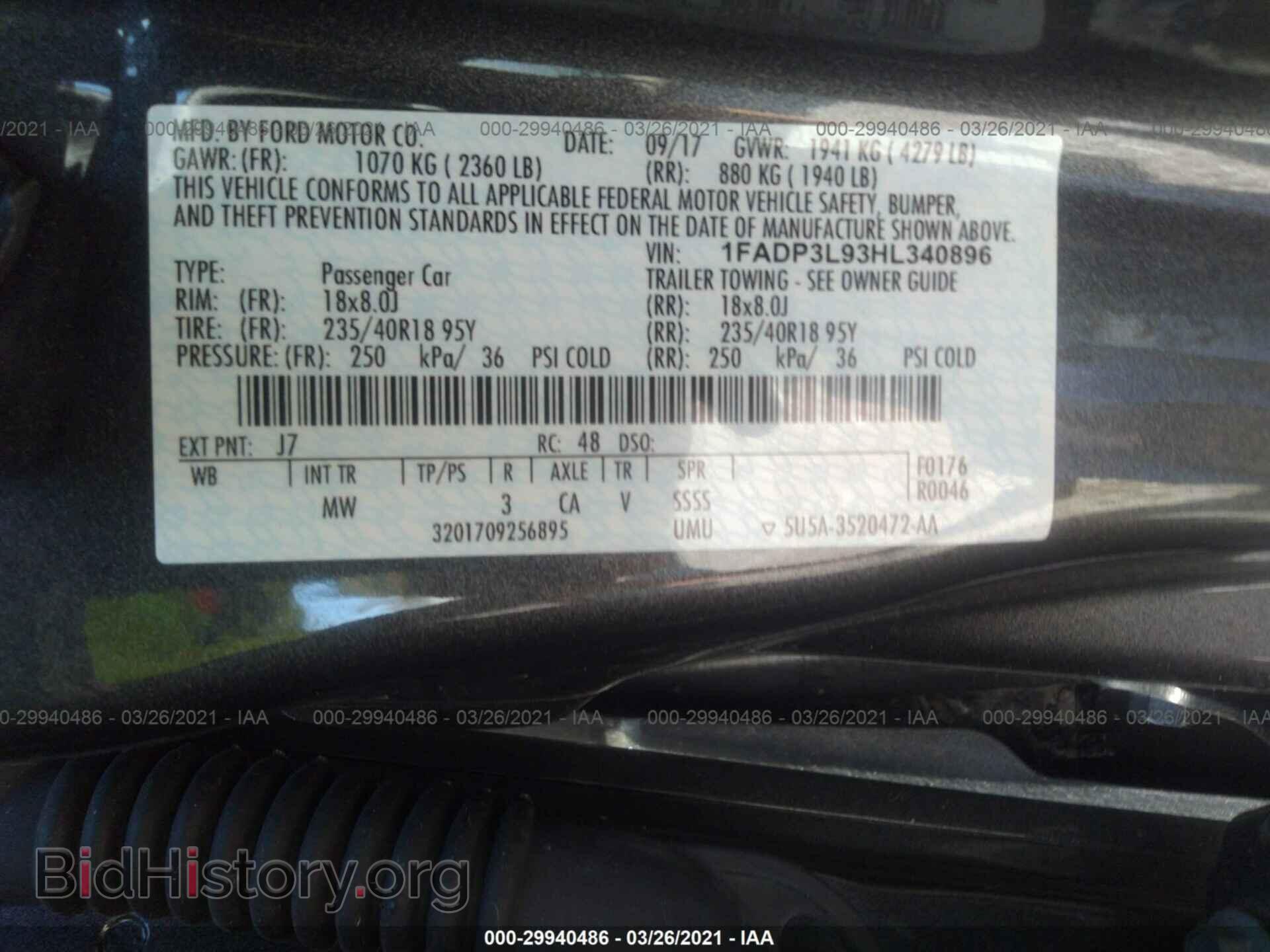 2017 FORD FOCUS - VIN: 1FADP3L93HL340896 - Фото 9