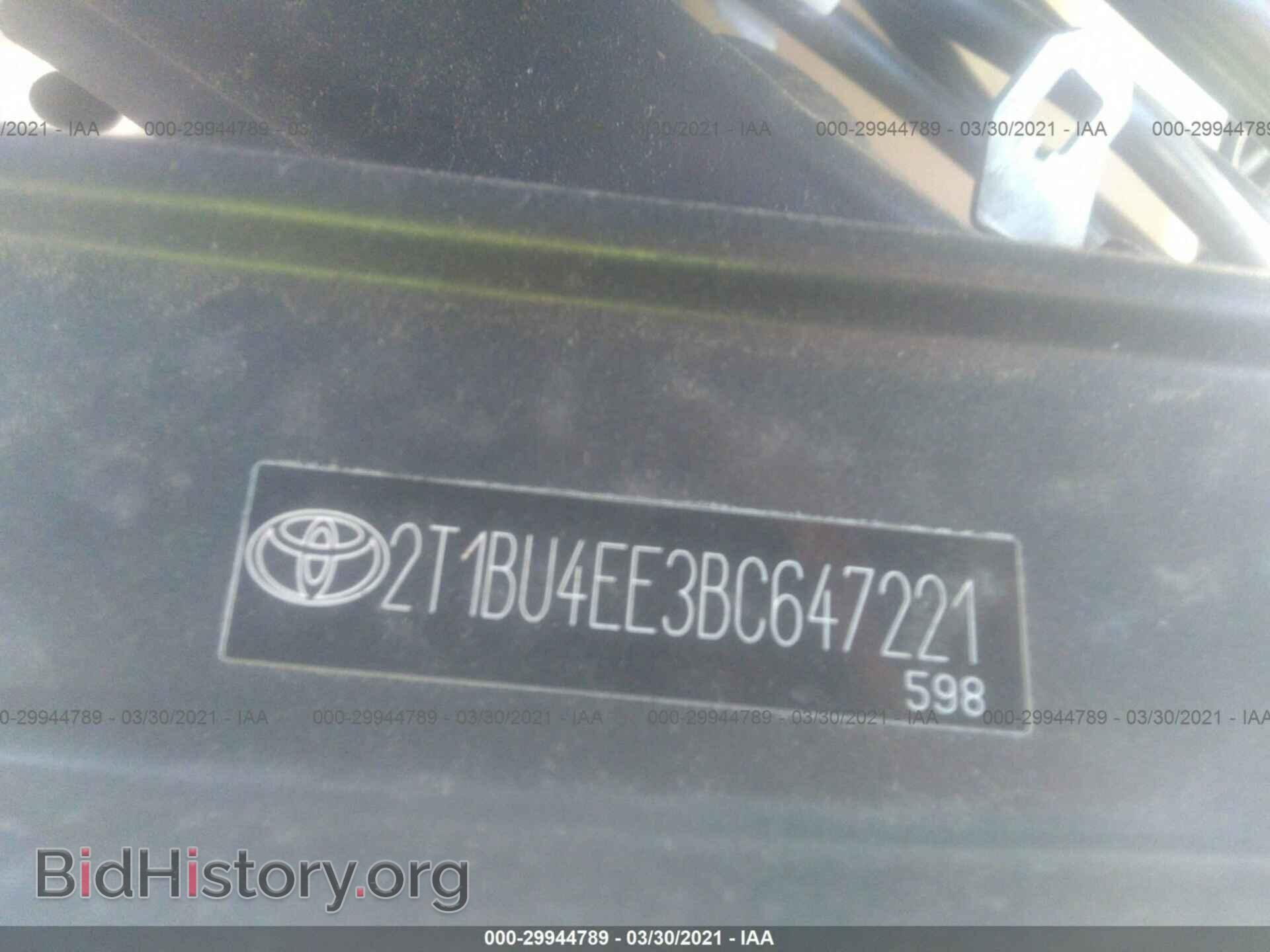 2011 TOYOTA COROLLA - VIN: 2T1BU4EE3BC647221 - Фото 9