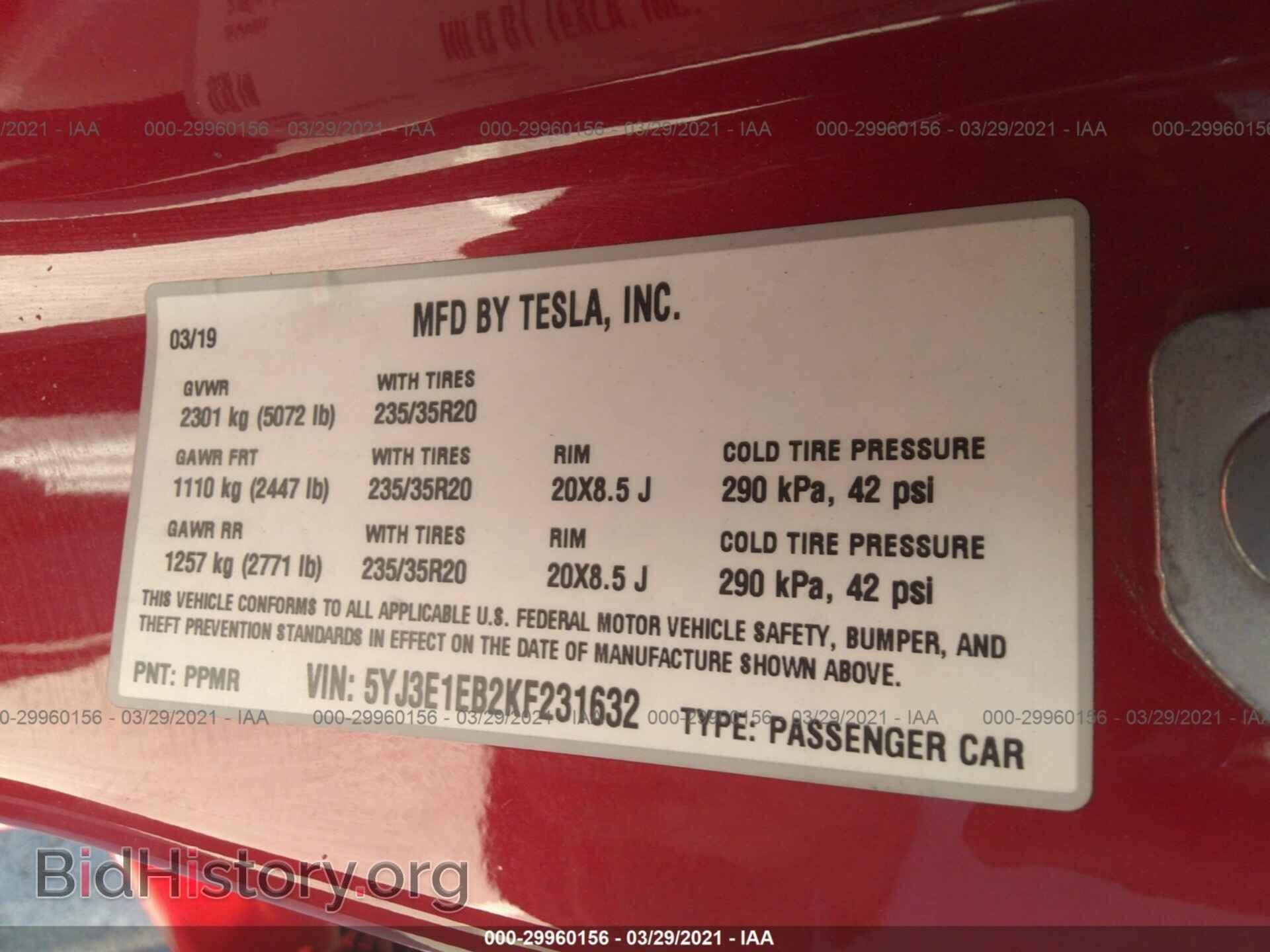 2019 TESLA MODEL 3 - VIN: 5YJ3E1EB2KF231632 - Photo 9
