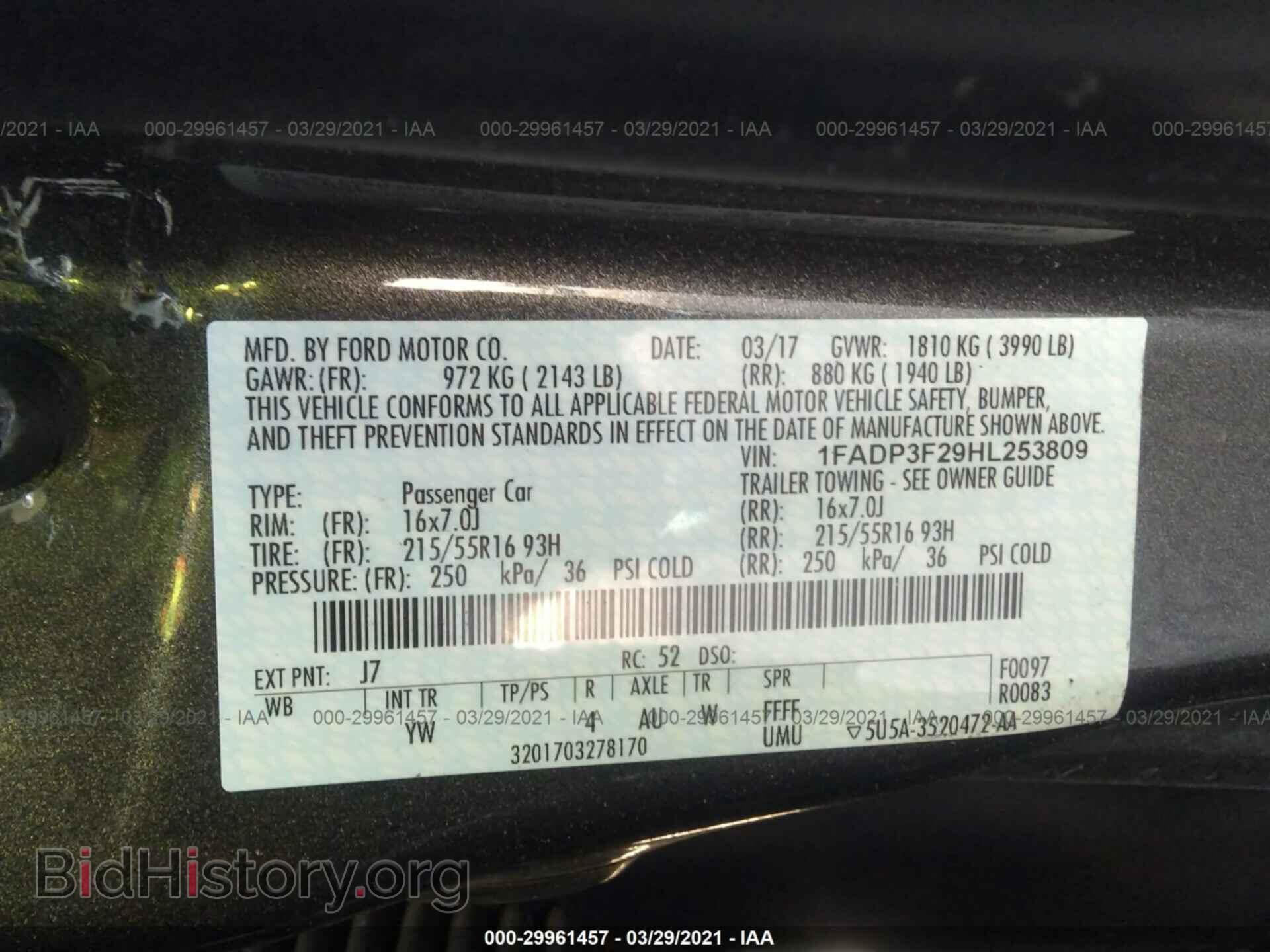 2017 FORD FOCUS - VIN: 1FADP3F29HL253809 - Фото 9