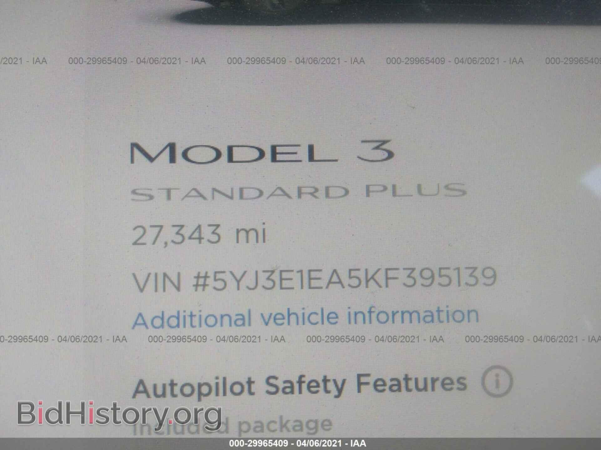 2019 TESLA MODEL 3 - VIN: 5YJ3E1EA5KF395139 - Photo 7