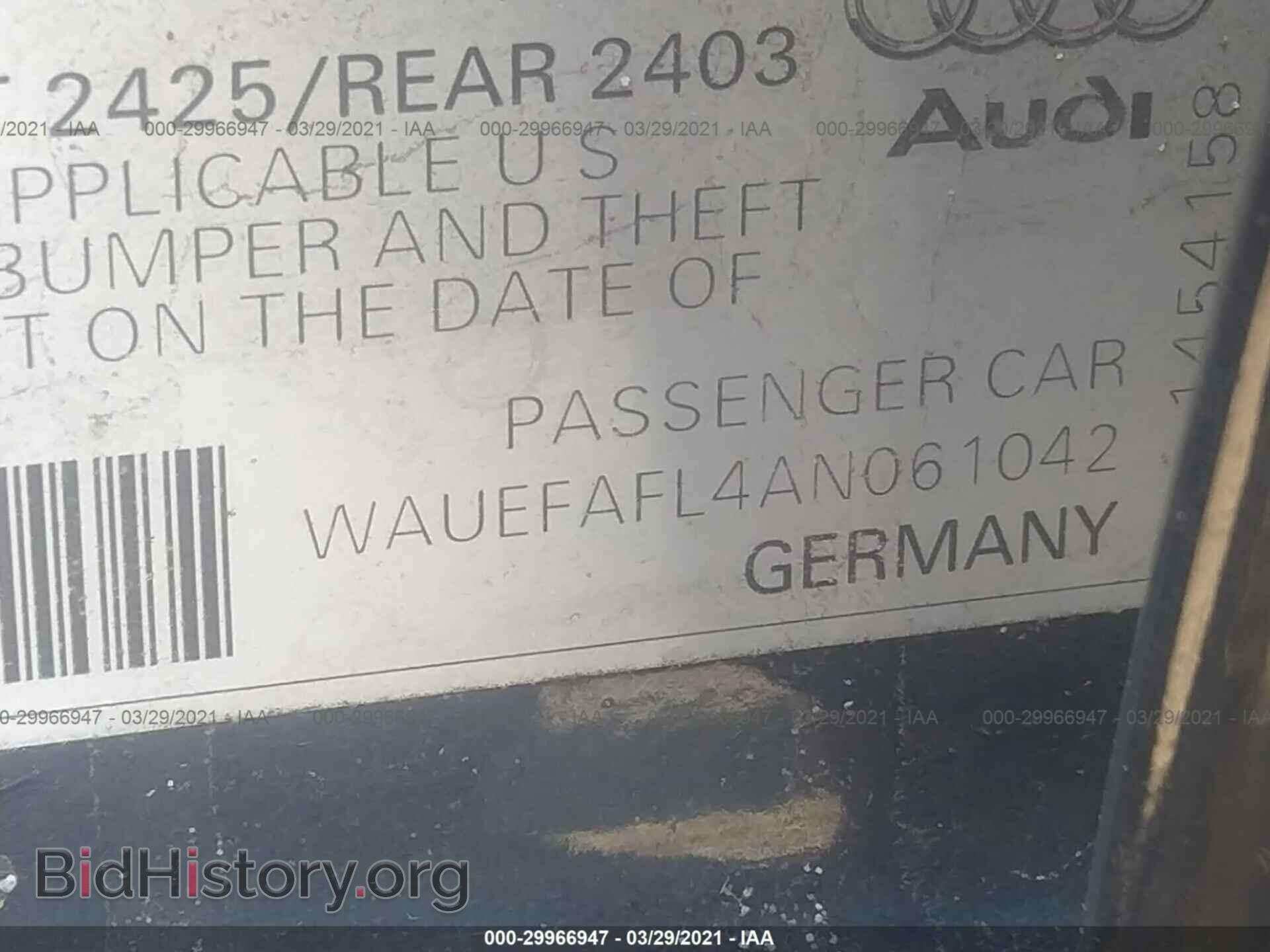 2010 AUDI A4 - VIN: WAUEFAFL4AN061042 - Фото 9