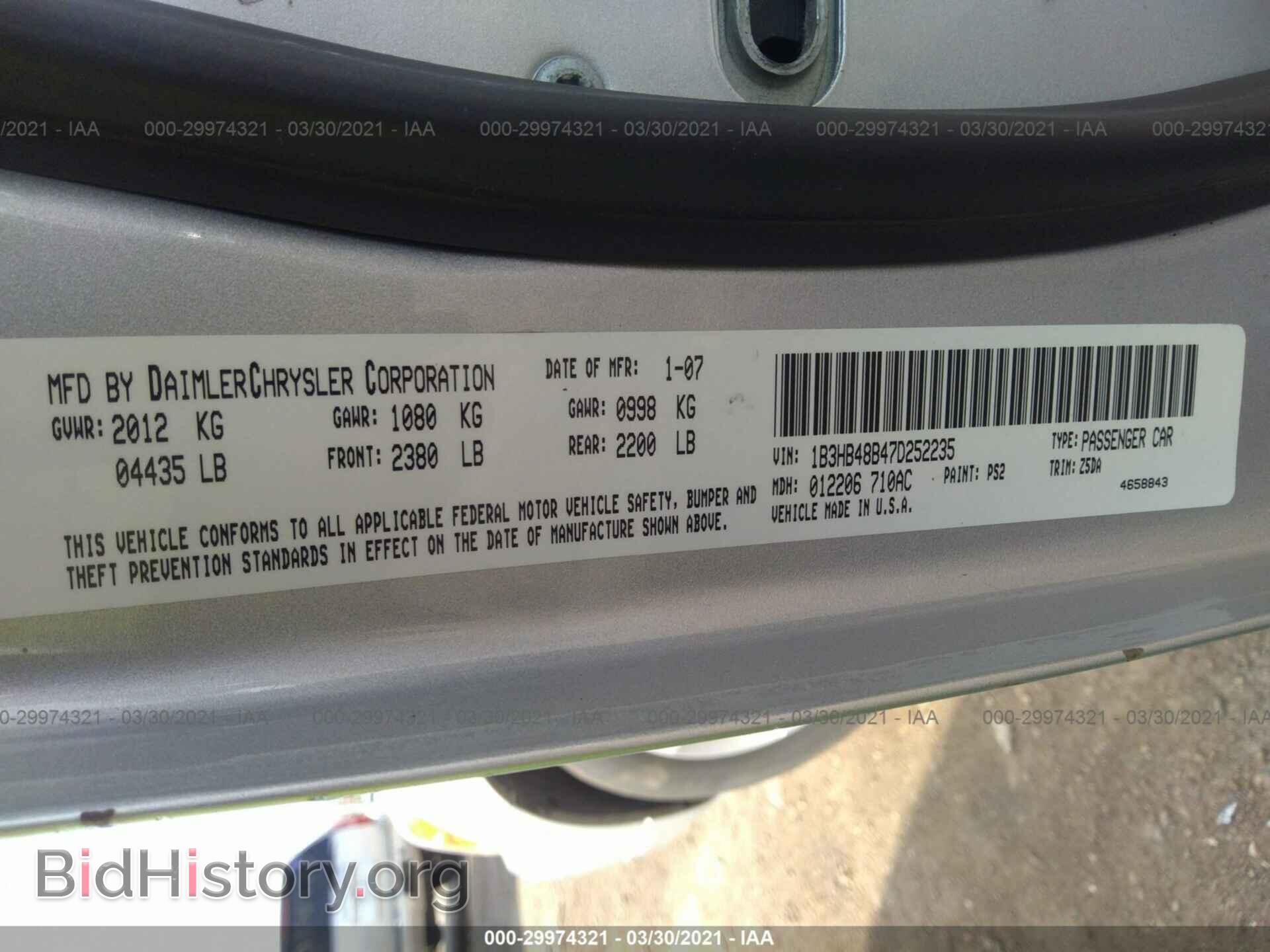 2007 DODGE CALIBER - VIN: 1B3HB48B47D252235 - Photo 9