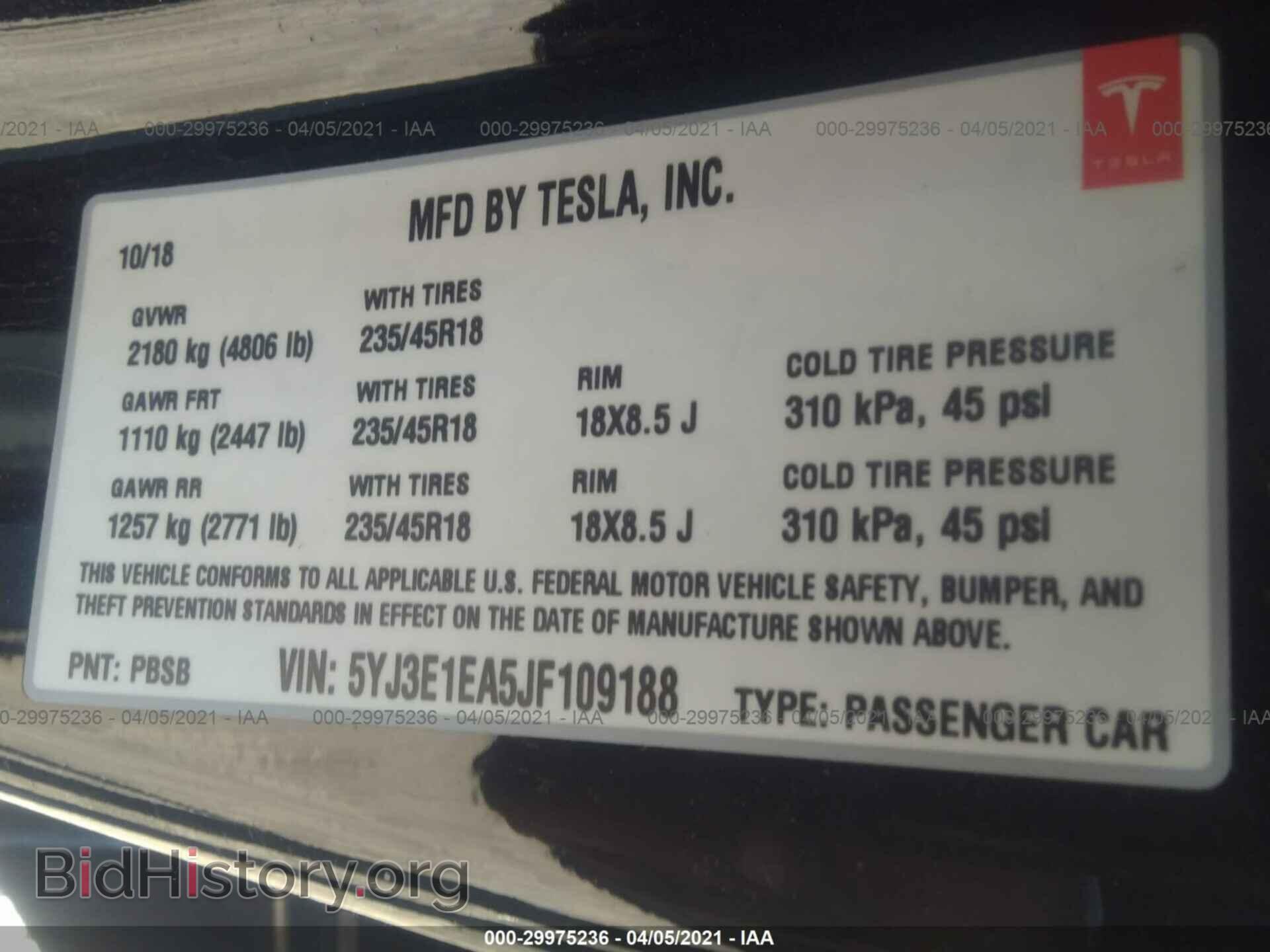 2018 TESLA MODEL 3 - VIN: 5YJ3E1EA5JF109188 - Photo 9