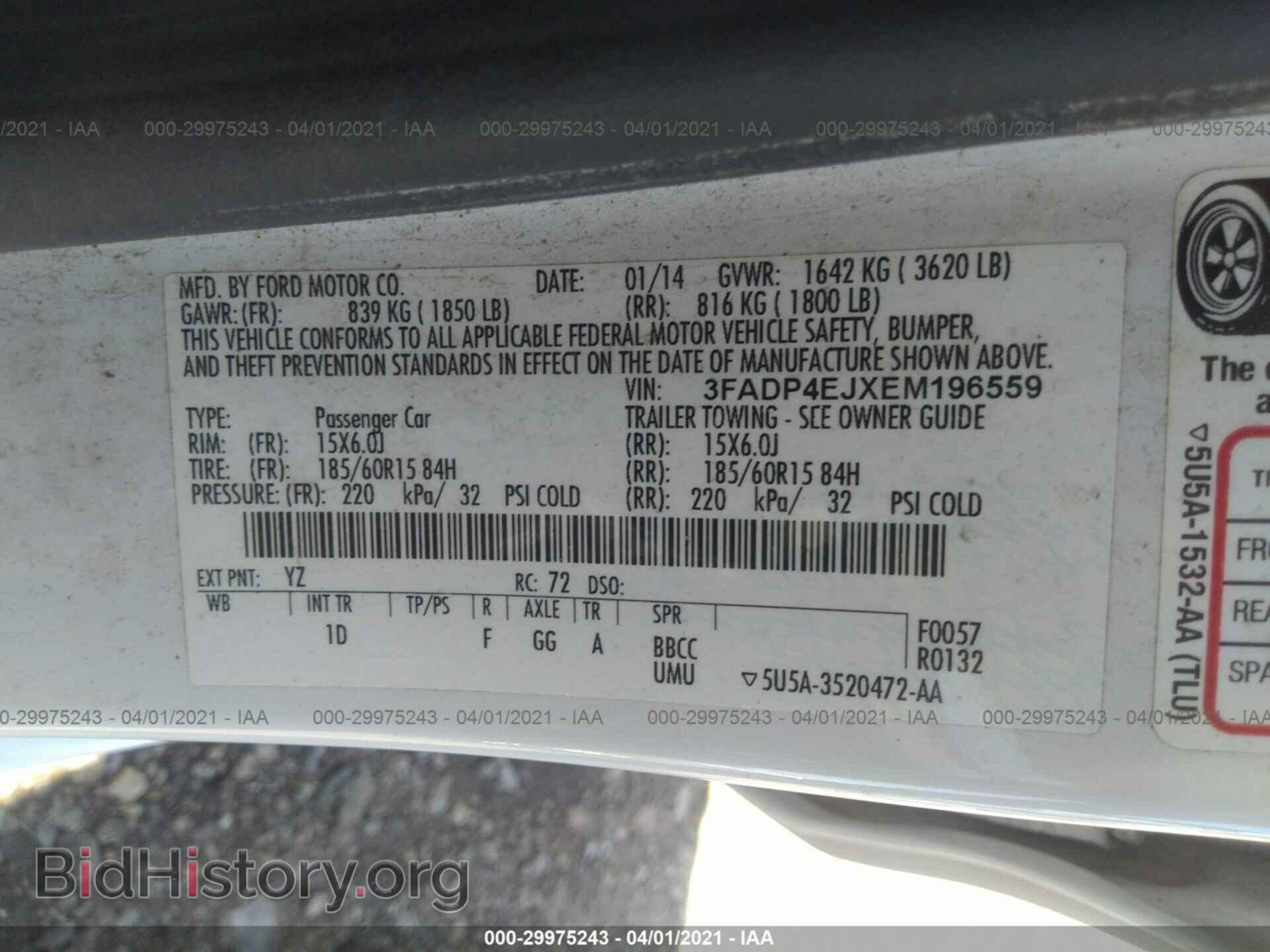 2014 FORD FIESTA - VIN: 3FADP4EJXEM196559 - Фото 9
