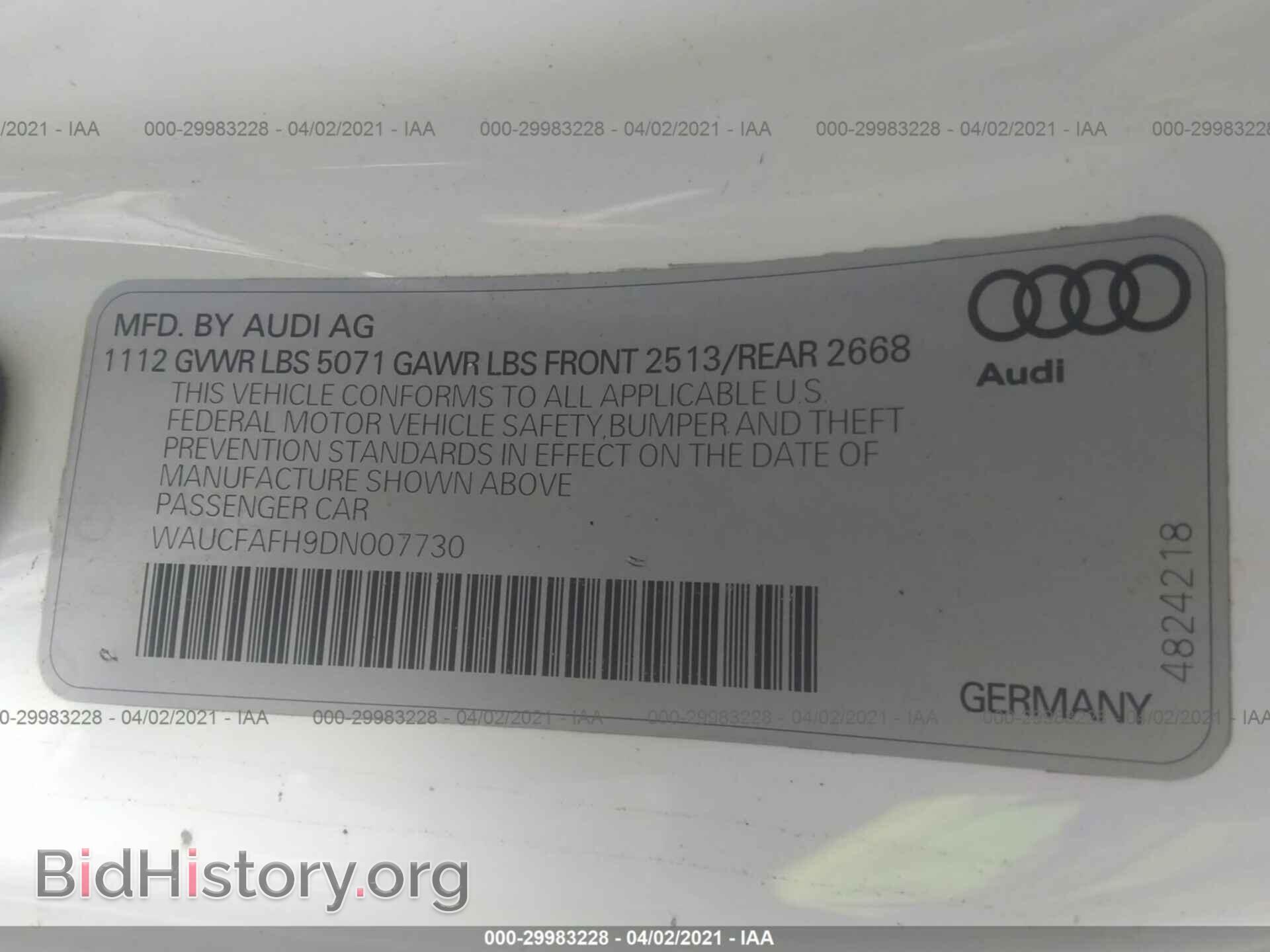2013 AUDI A5 - VIN: WAUCFAFH9DN007730 - Photo 9