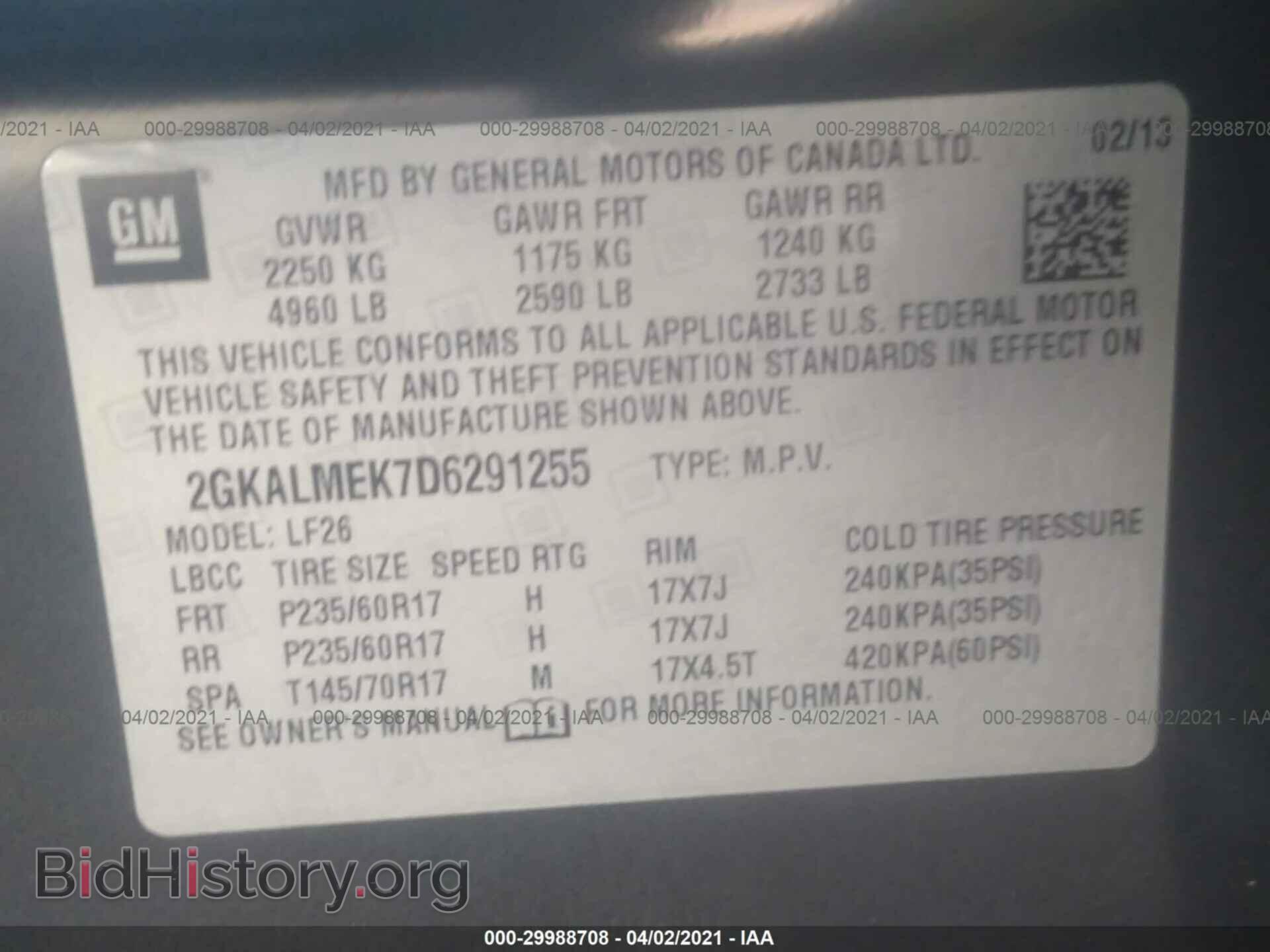 2013 GMC TERRAIN - VIN: 2GKALMEK7D6291255 - Photo 9