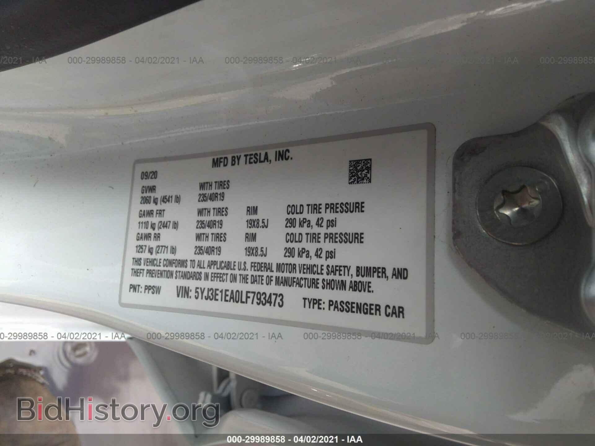 2020 TESLA MODEL 3 - VIN: 5YJ3E1EA0LF793473 - Photo 9
