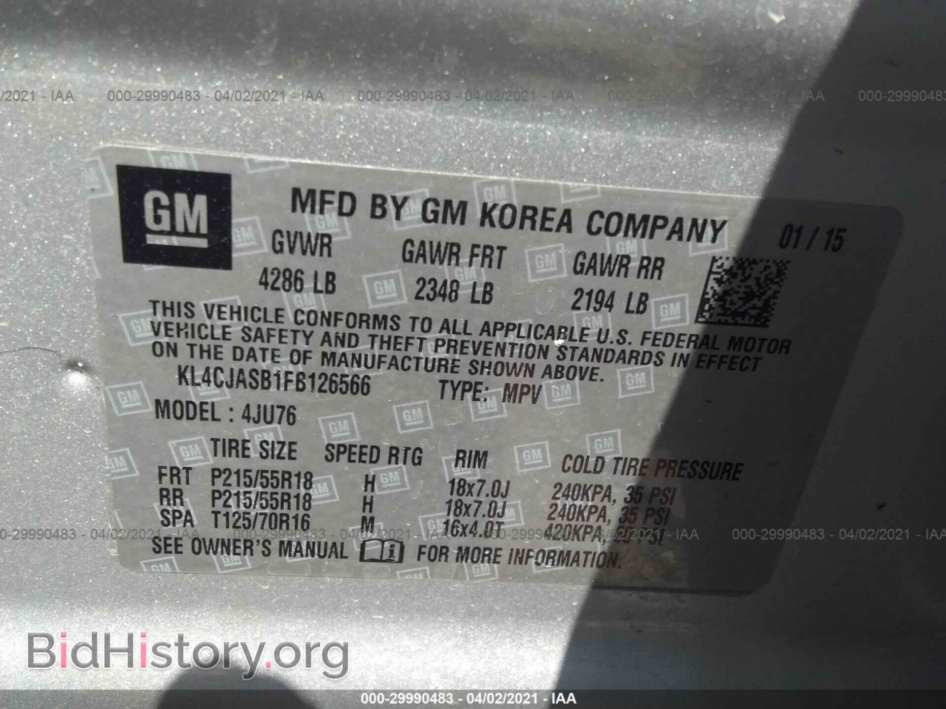 2015 BUICK ENCORE - VIN: KL4CJASB1FB126566 - Фото 9