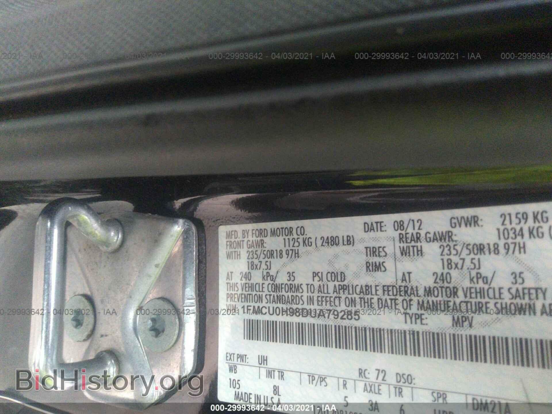 2013 FORD ESCAPE - VIN: 1FMCU0H98DUA79285 - Фото 9