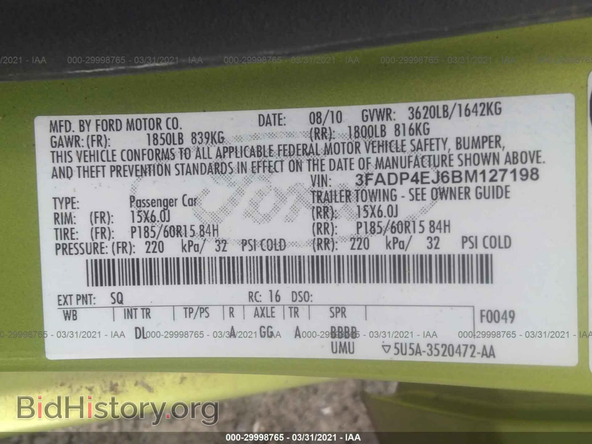 2011 FORD FIESTA - VIN: 3FADP4EJ6BM127198 - Фото 9