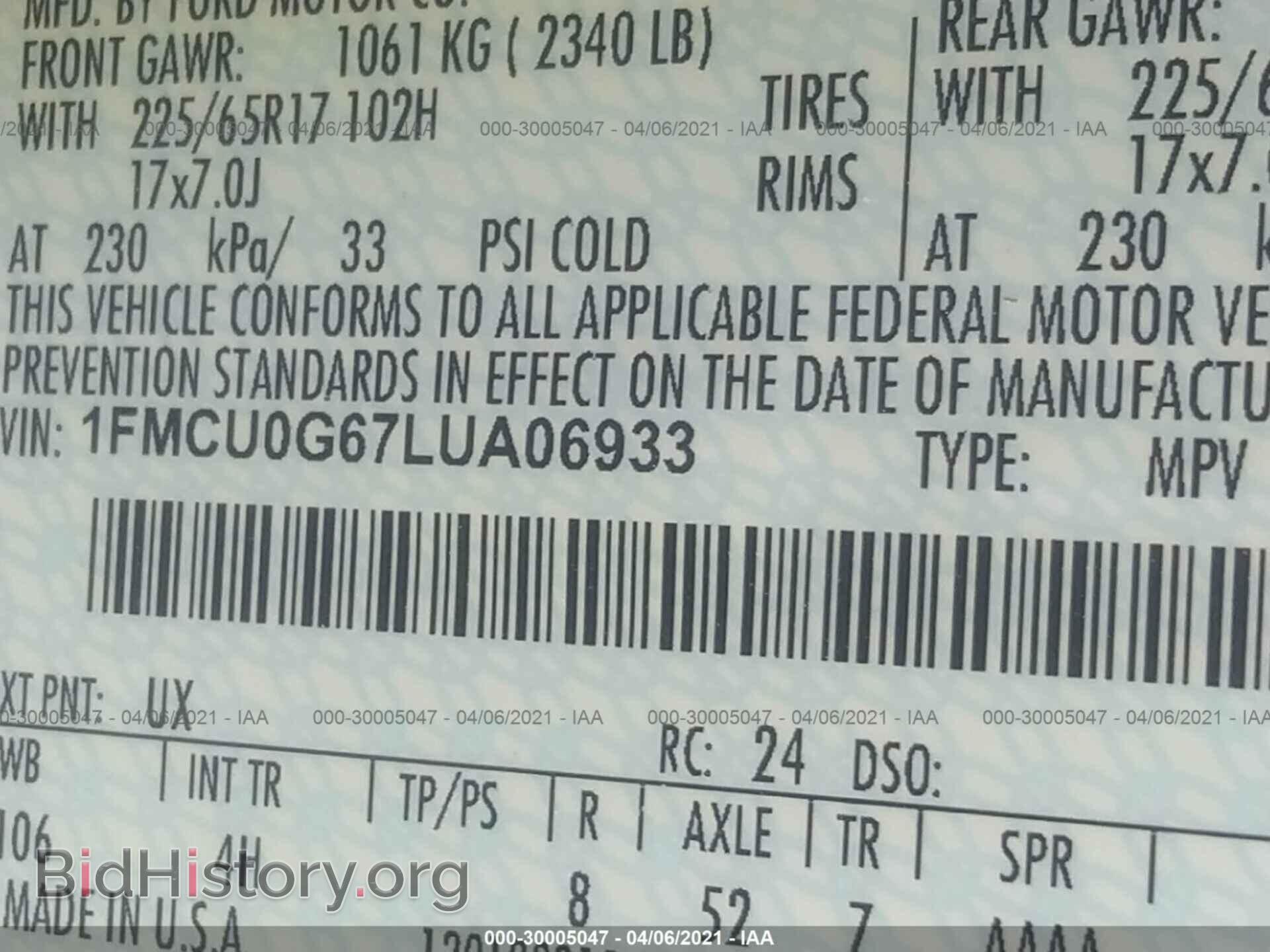2020 FORD ESCAPE - VIN: 1FMCU0G67LUA06933 - Фото 9