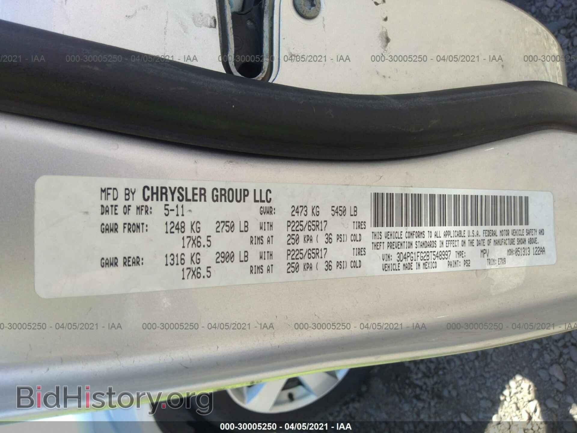 2011 DODGE JOURNEY - VIN: 3D4PG1FG2BT548997 - Фото 9