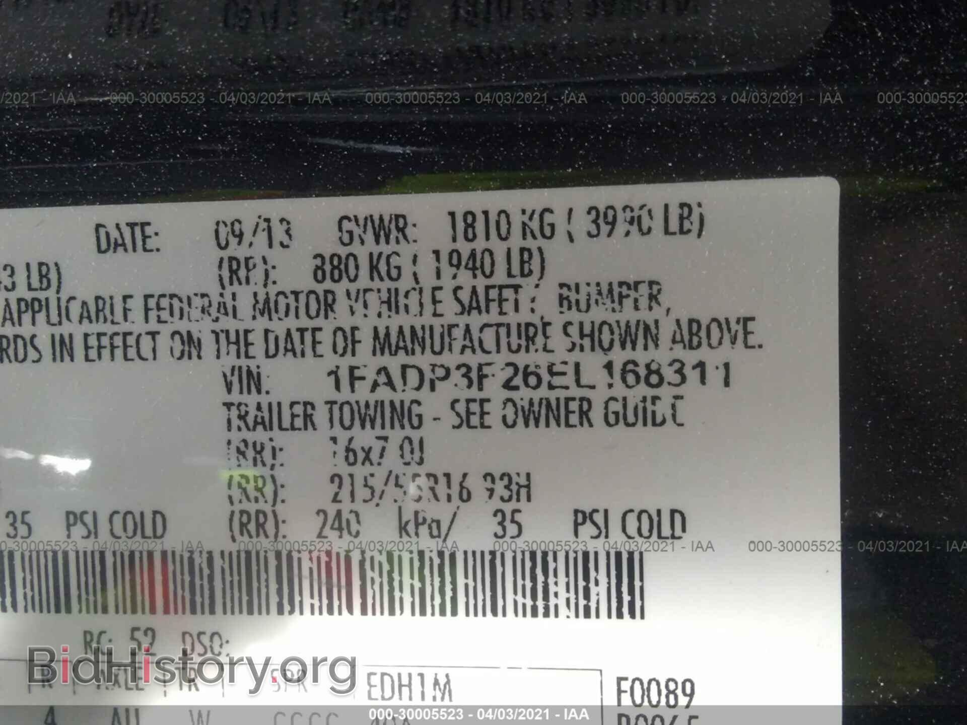 2014 FORD FOCUS - VIN: 1FADP3F26EL168311 - Фото 9