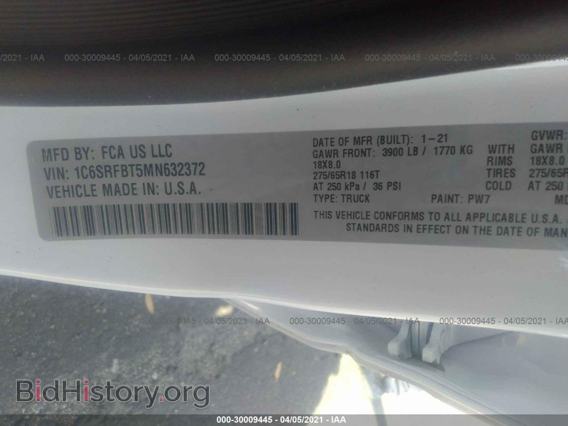 2021 RAM 1500 - VIN: 1C6SRFBT5MN632372 - Фото 9