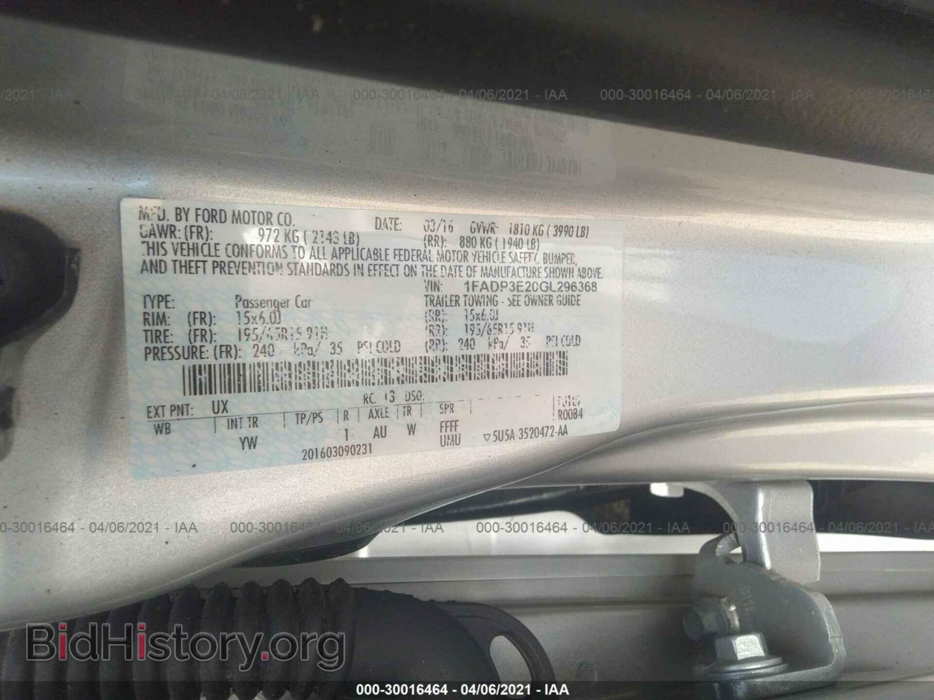 2016 FORD FOCUS - VIN: 1FADP3E20GL296368 - Фото 9