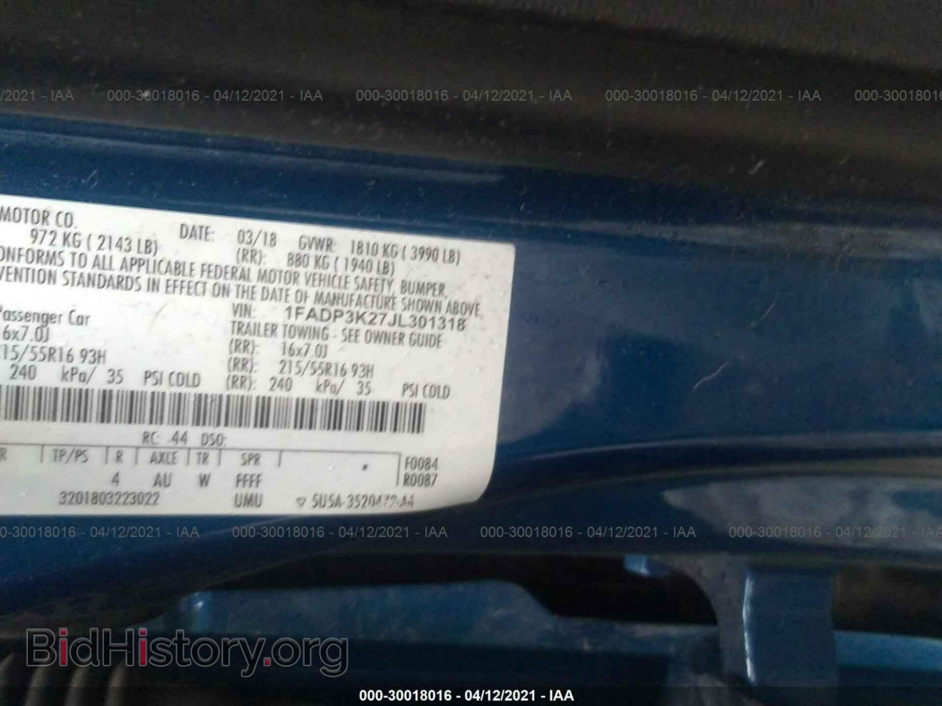 2018 FORD FOCUS - VIN: 1FADP3K27JL301318 - Фото 9