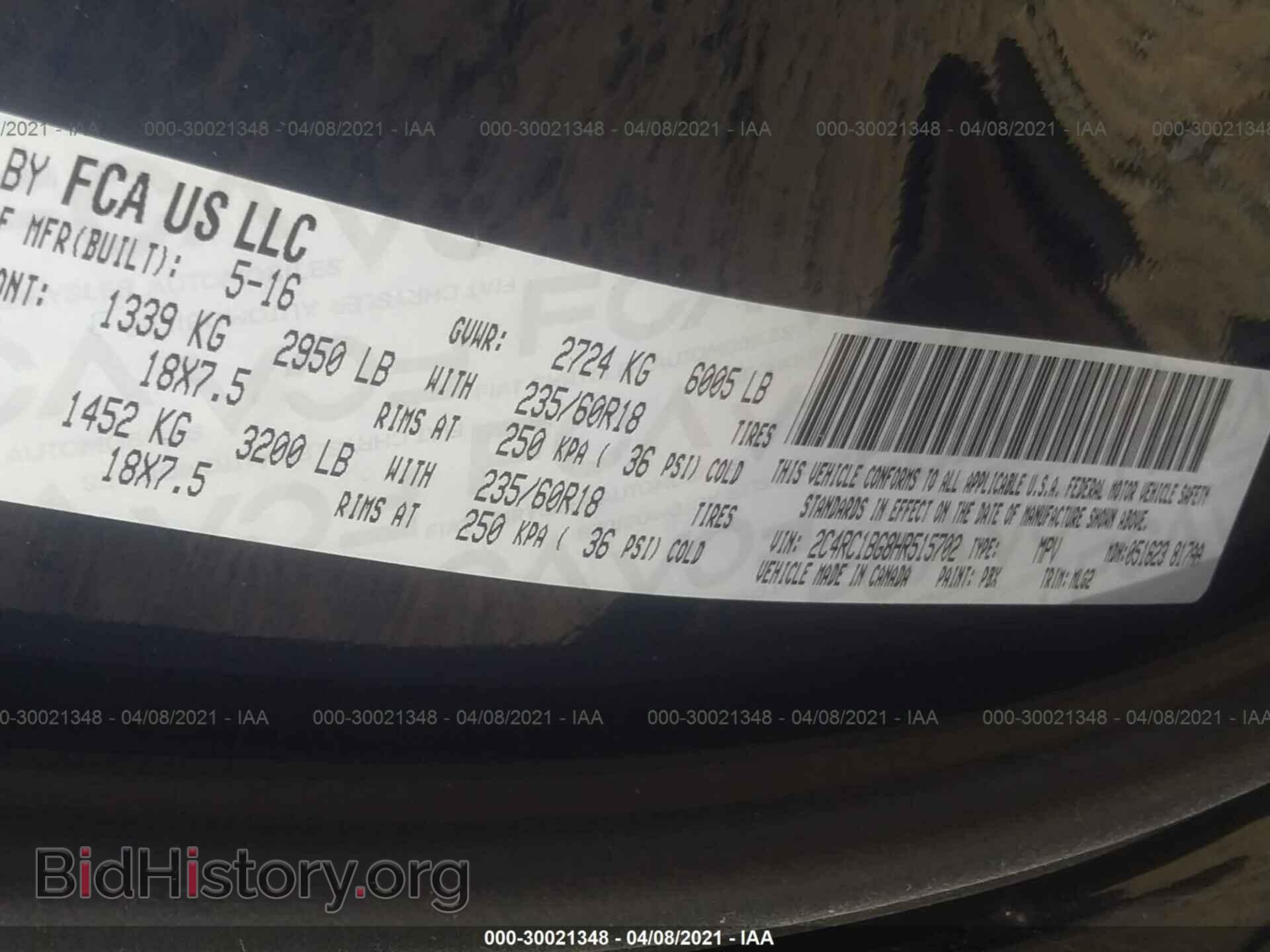 2017 CHRYSLER PACIFICA - VIN: 2C4RC1BG8HR515702 - Photo 9
