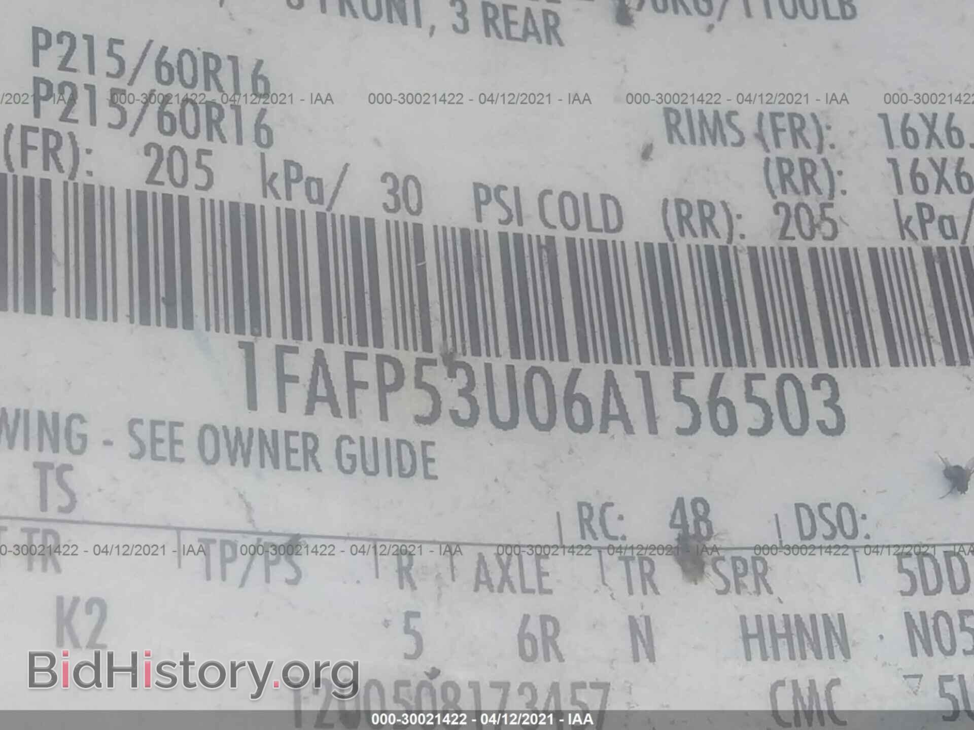 2006 FORD TAURUS - VIN: 1FAFP53U06A156503 - Фото 9