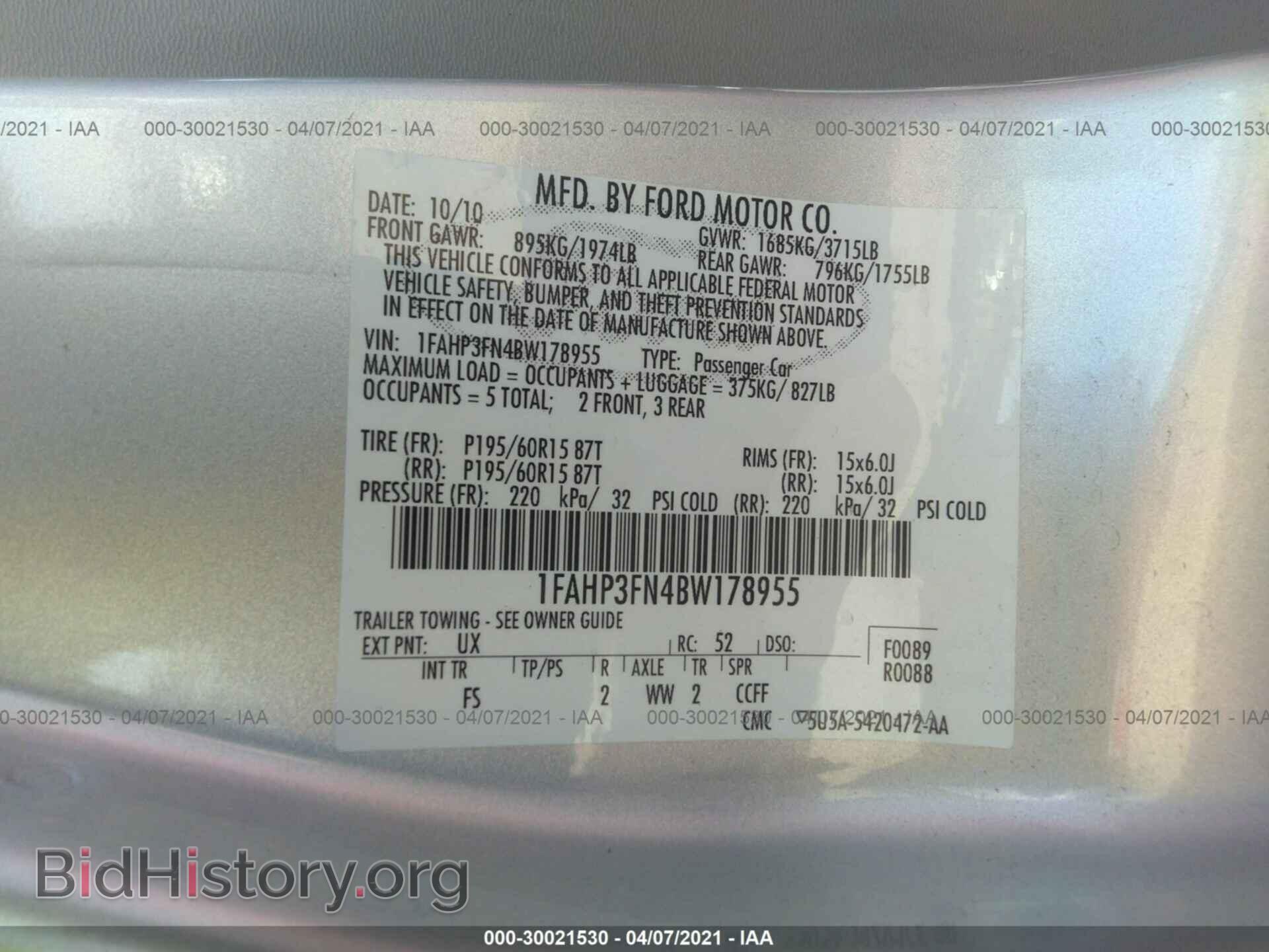 2011 FORD FOCUS - VIN: 1FAHP3FN4BW178955 - Фото 9
